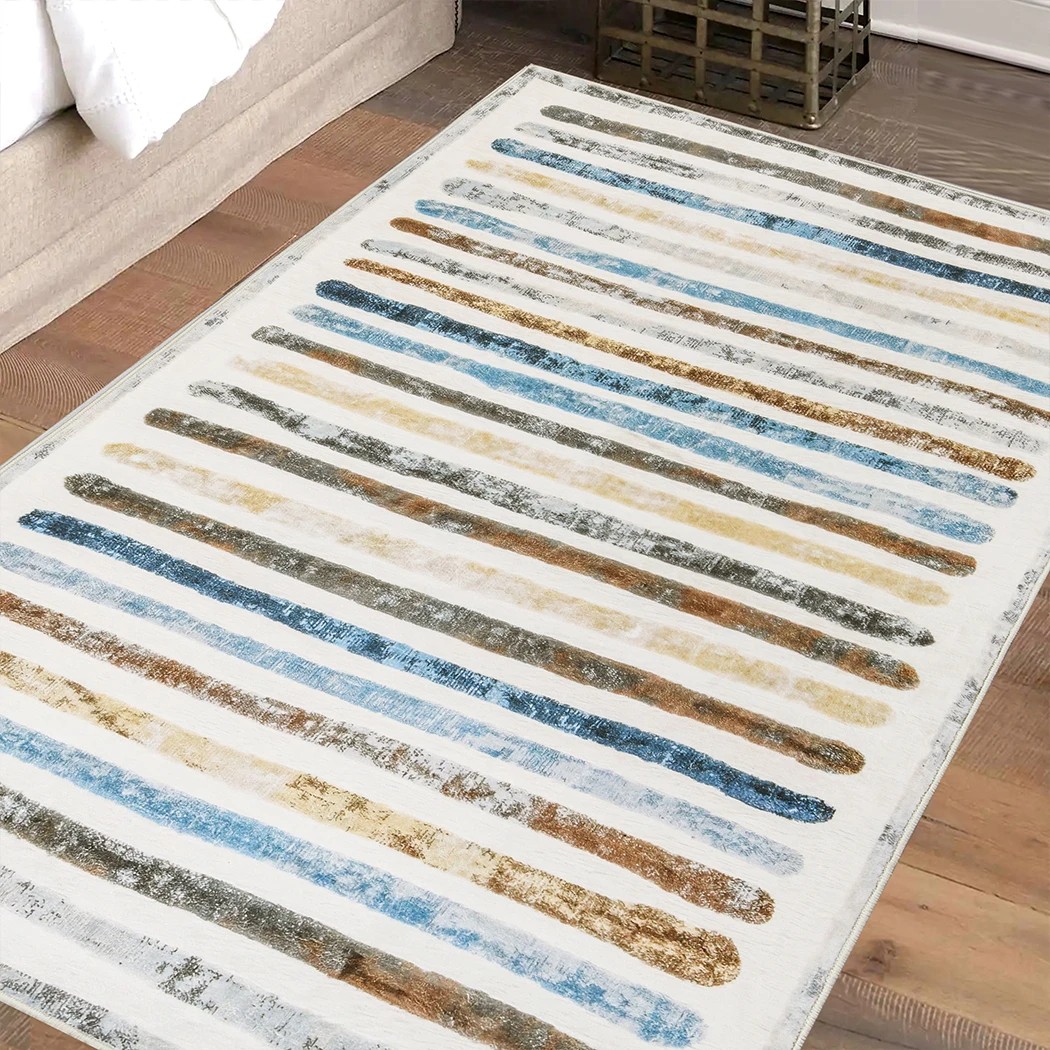 7 Marlow Machine Washable Floor Rug Strip Pattern, 7 of 8