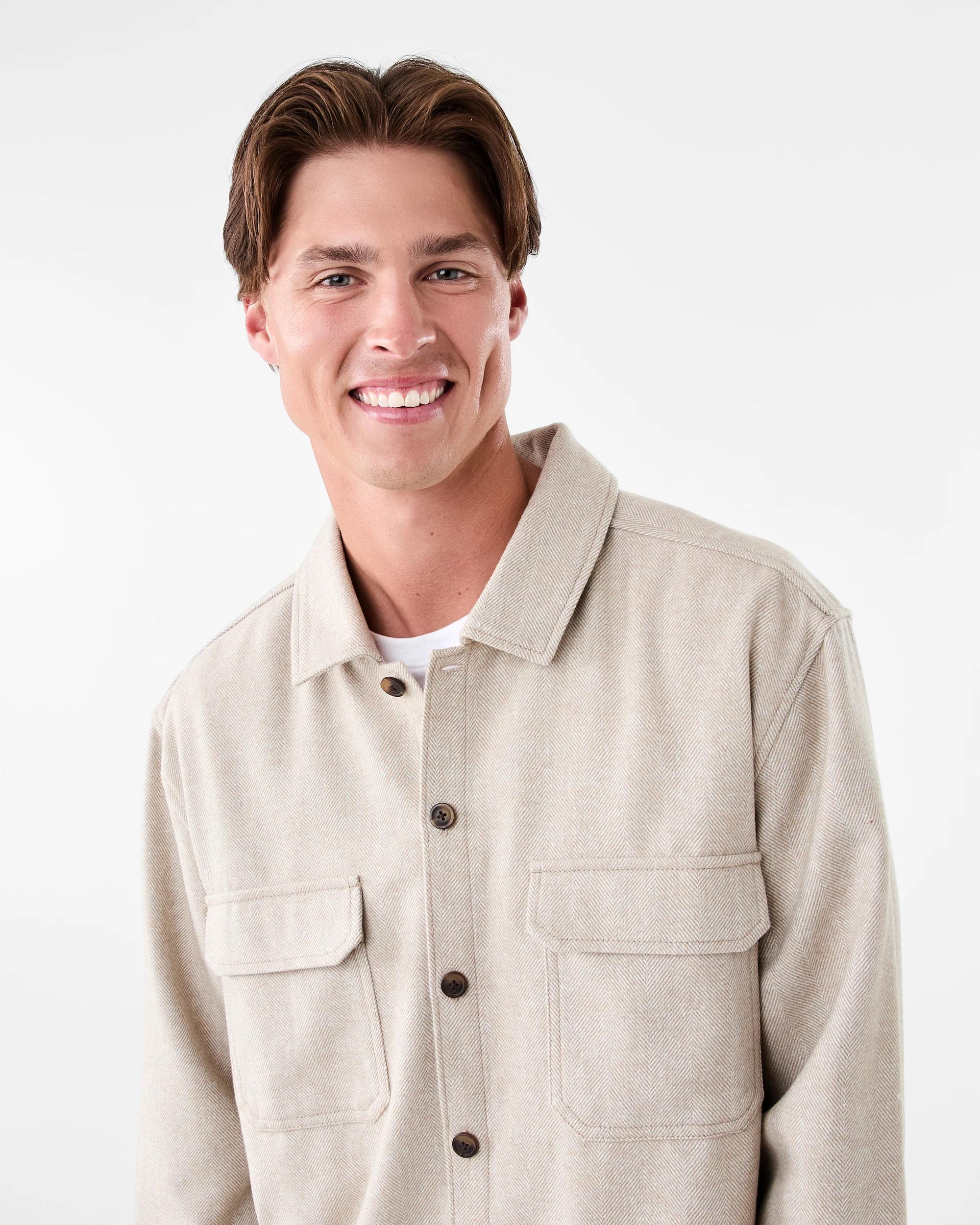 5 Long Sleeve Herringbone Shirt Bge Ntrl, 5 of 8