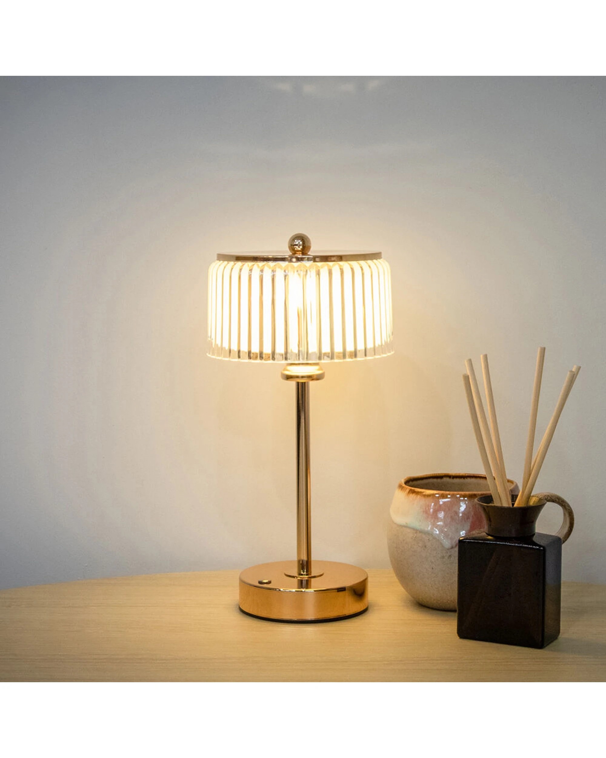 6 Boyle Rechargeable LED Table Lamp Acrylic Flute Shade Adjustable Lighting - Gold, 6 of 8