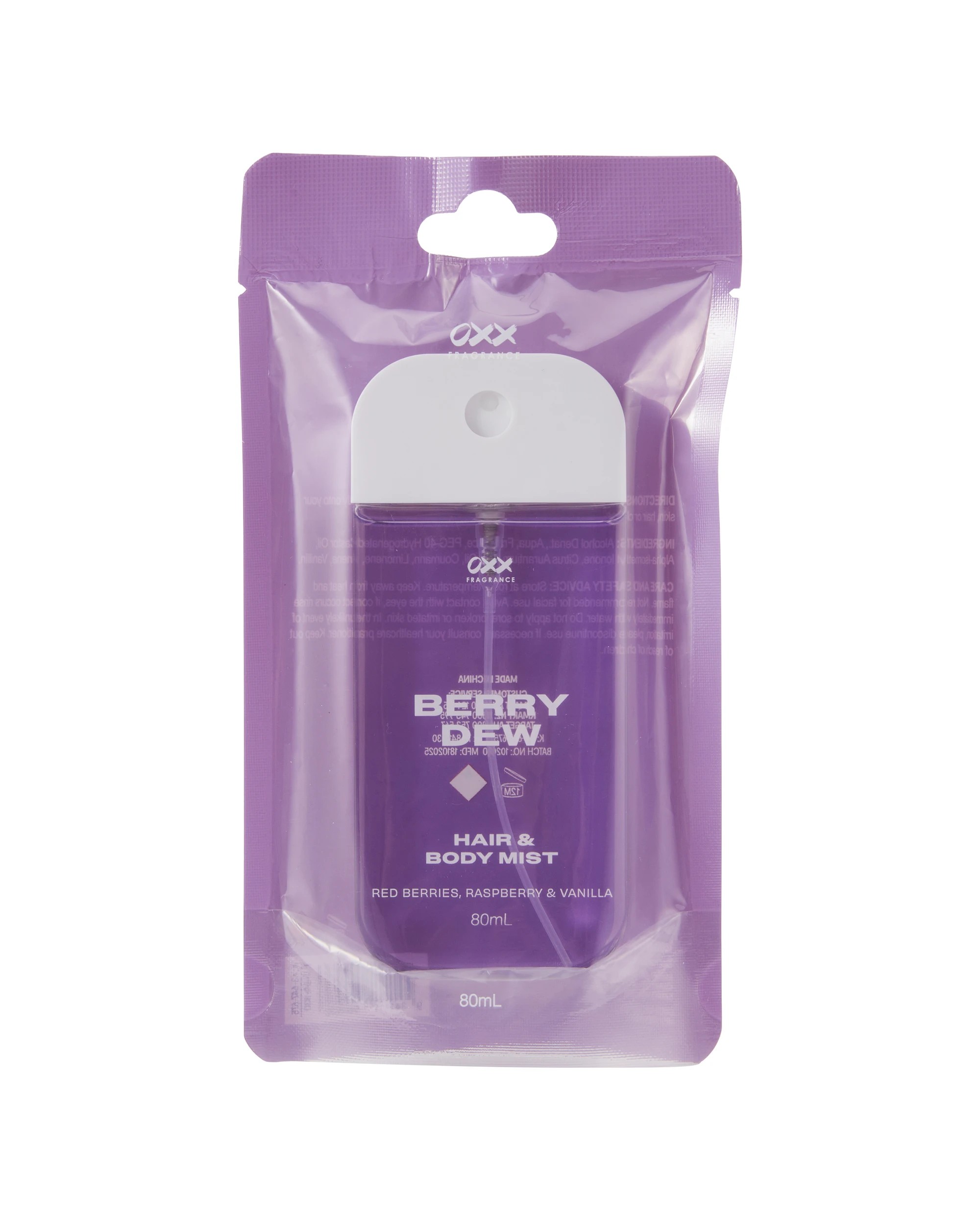 1 OXX Fragrance Berry Dew Hair and Body Mist 80ml - Red Berries, Raspberry and Vanilla Scented, 1 of 6