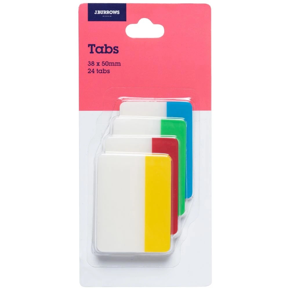 1 J.Burrows Filing Tabs 38x50mm Assorted 4 Pack, 1 of 2