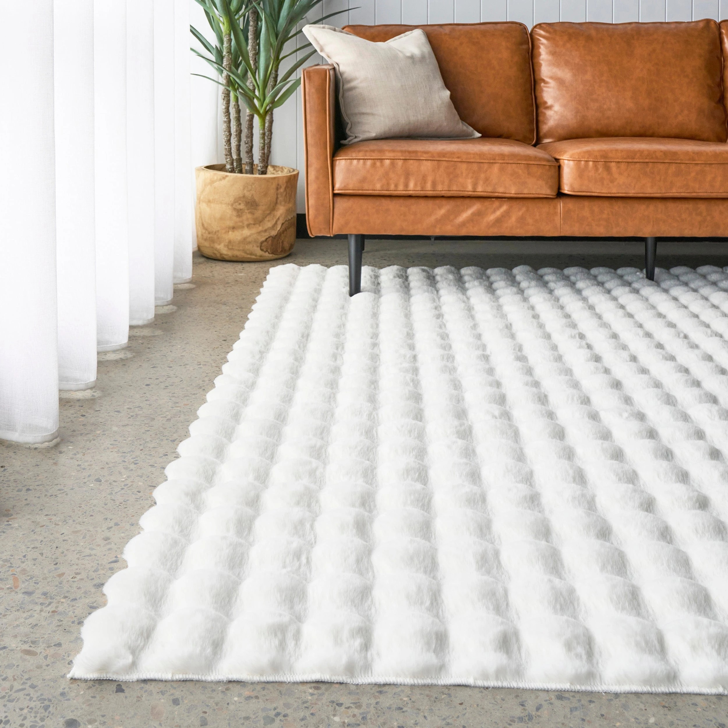 2 Common Ground Rugs PureForm 160x100cm - Small Washable Pet Friendly Rug - White, 2 of 10