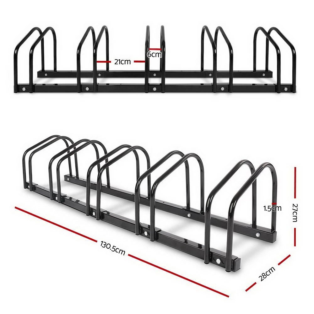 2 Weisshorn 5 Bike Stand Rack Bicycle Storage Floor Parking Holder Cycling - Black, 2 of 9