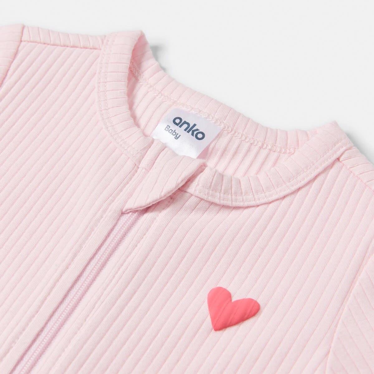 3 Short Sleeve Rib Zip Romper BALLERINA, 3 of 4