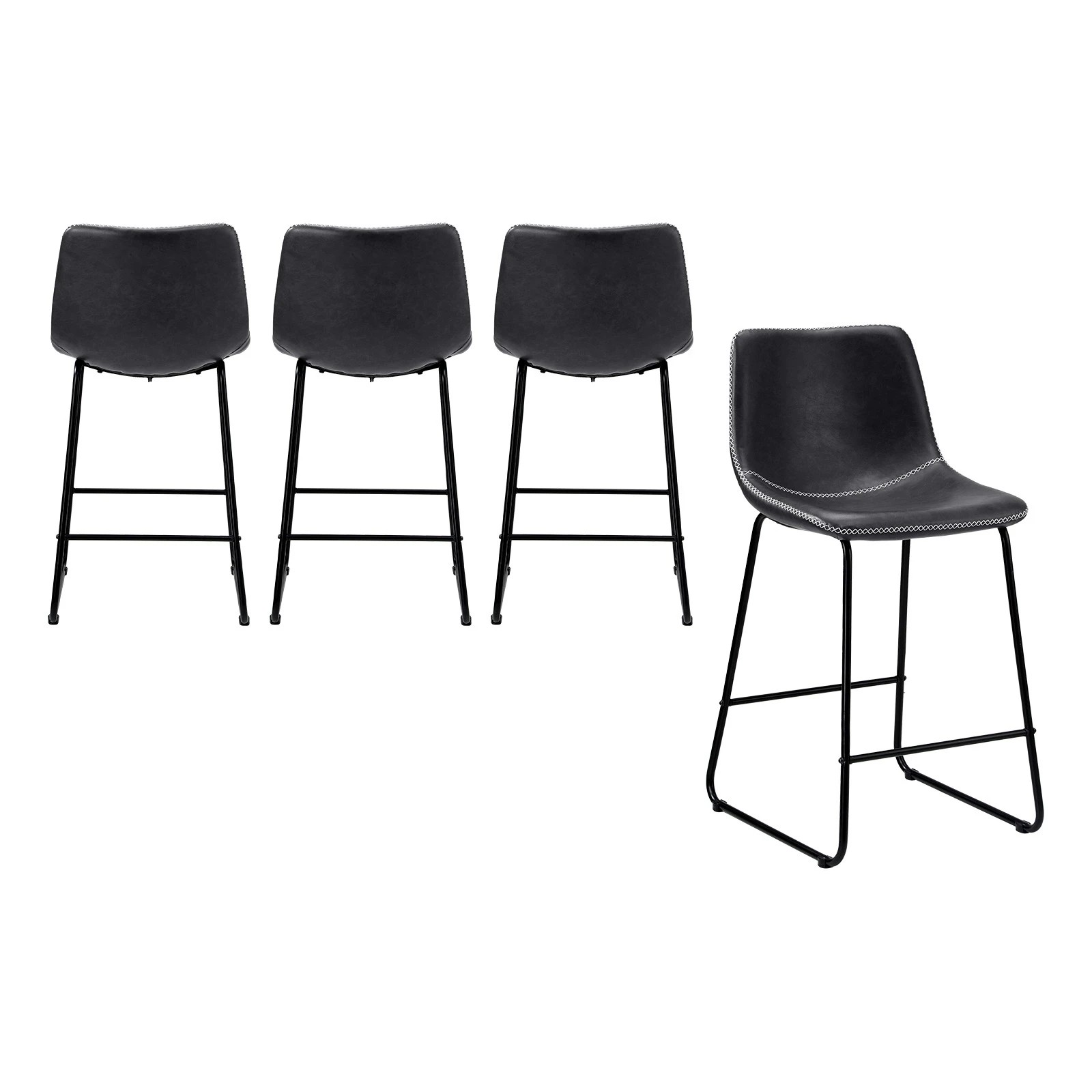 1 Oikiture 4x Bar Stools Kitchen Stool Dining Chairs Metal Leather
 - Grey, 1 of 10