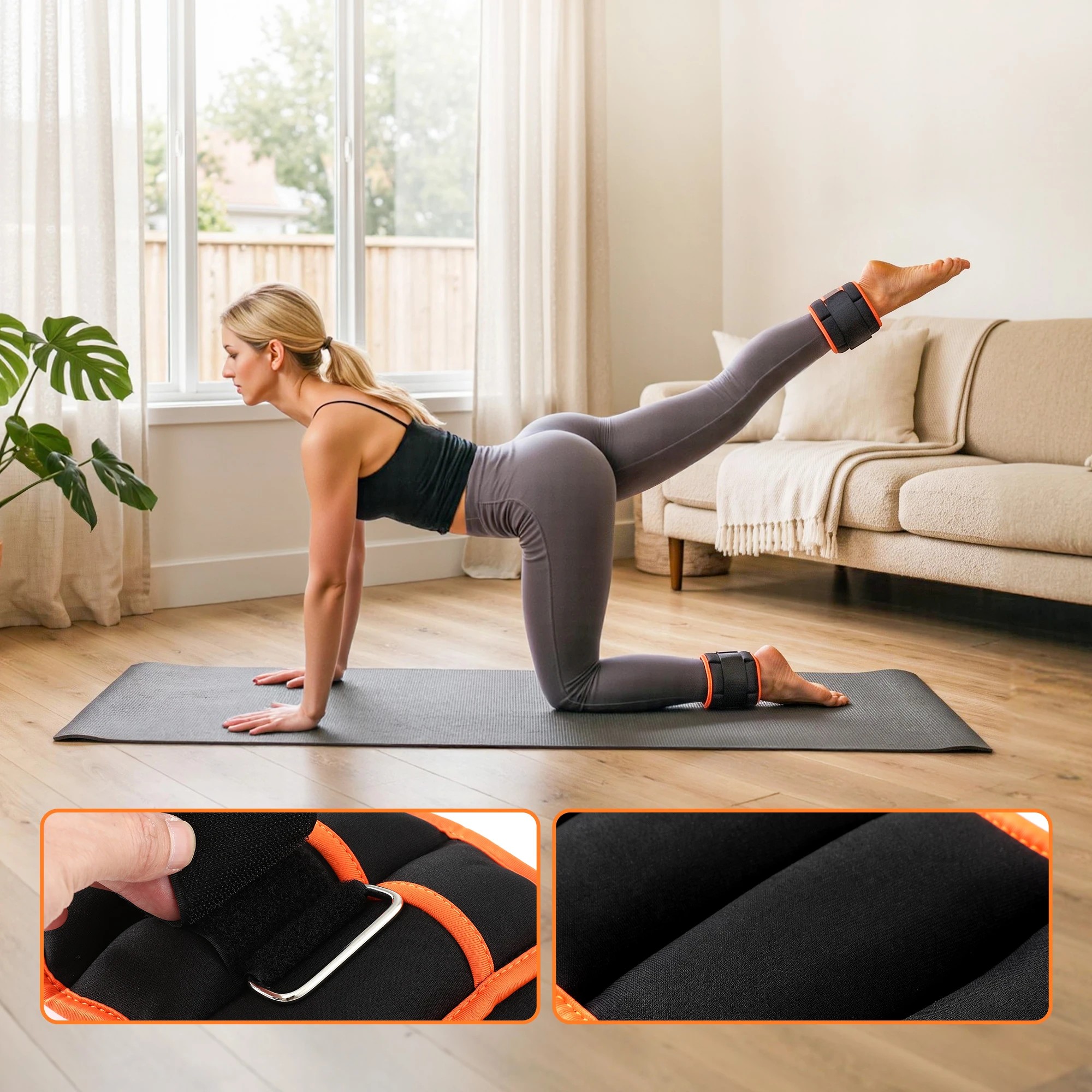 6 Everfit Adjustable Ankle & Wrist Weights With Removable Sandbags 0.9-4.55kg - Multi, 6 of 9