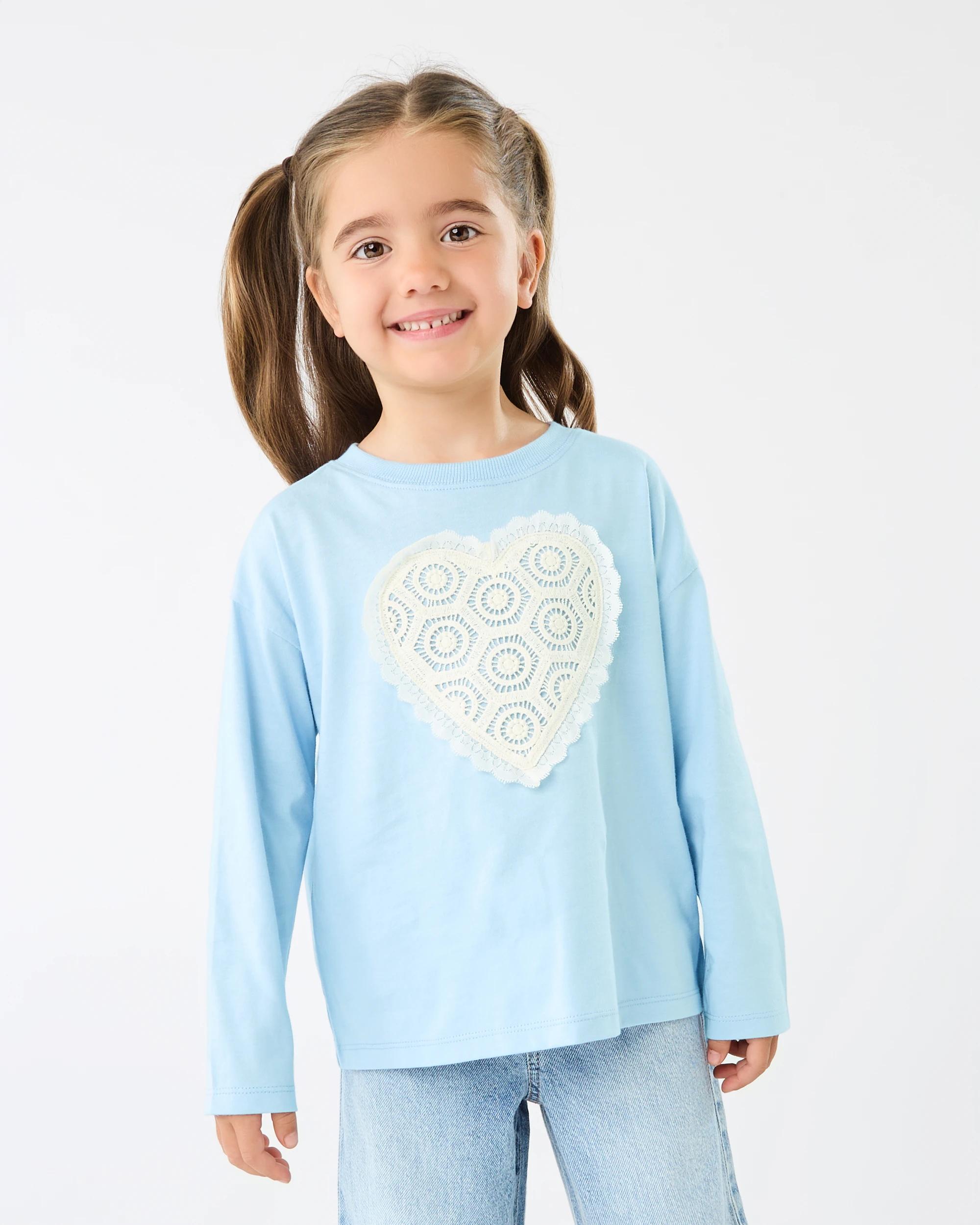 1 Long Sleeve Oversized T-shirt Blu Heart, 1 of 6