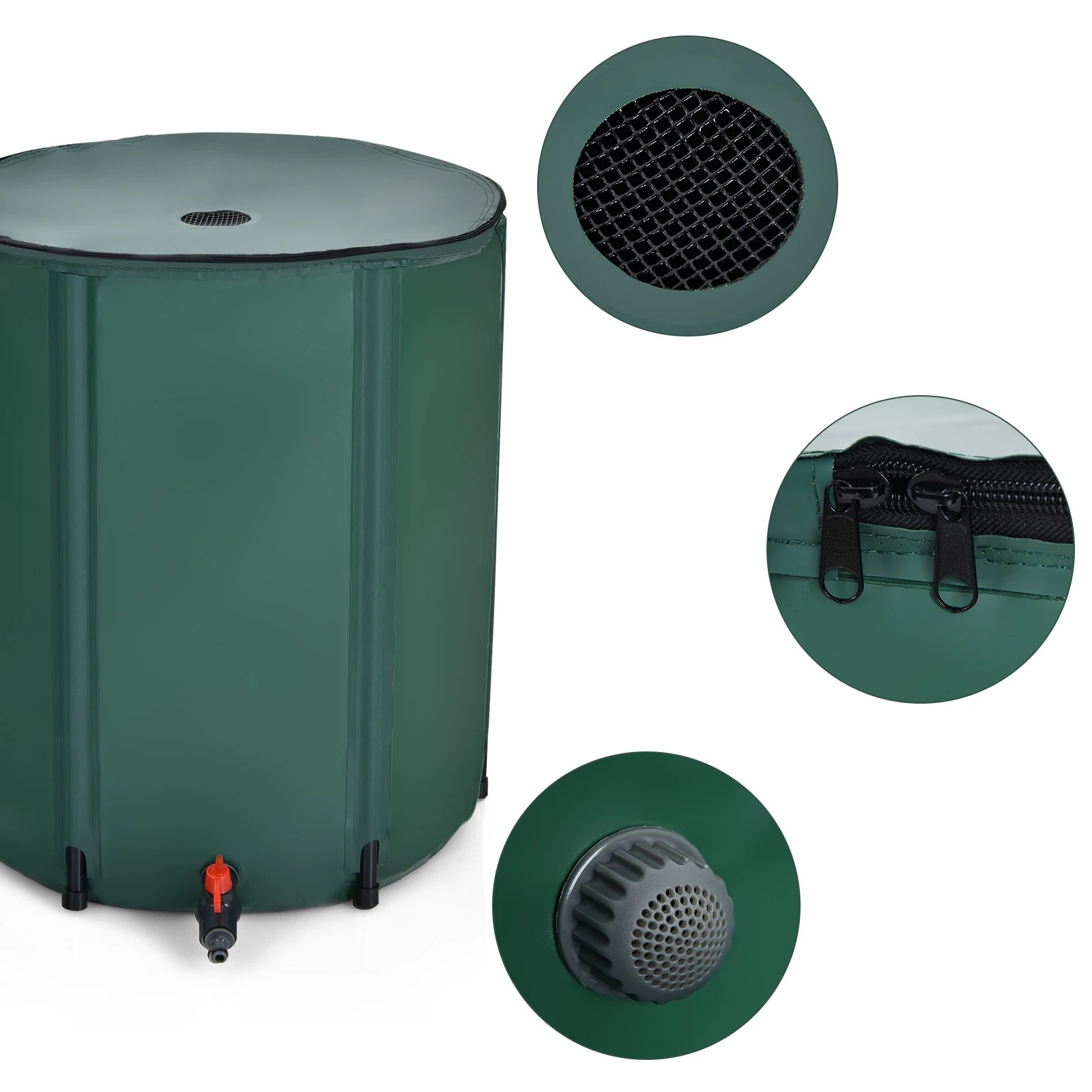 3 Costway 200L Collapsible Rain Barrel Foldable Rainwater Collection System Water Storage Container, 3 of 5