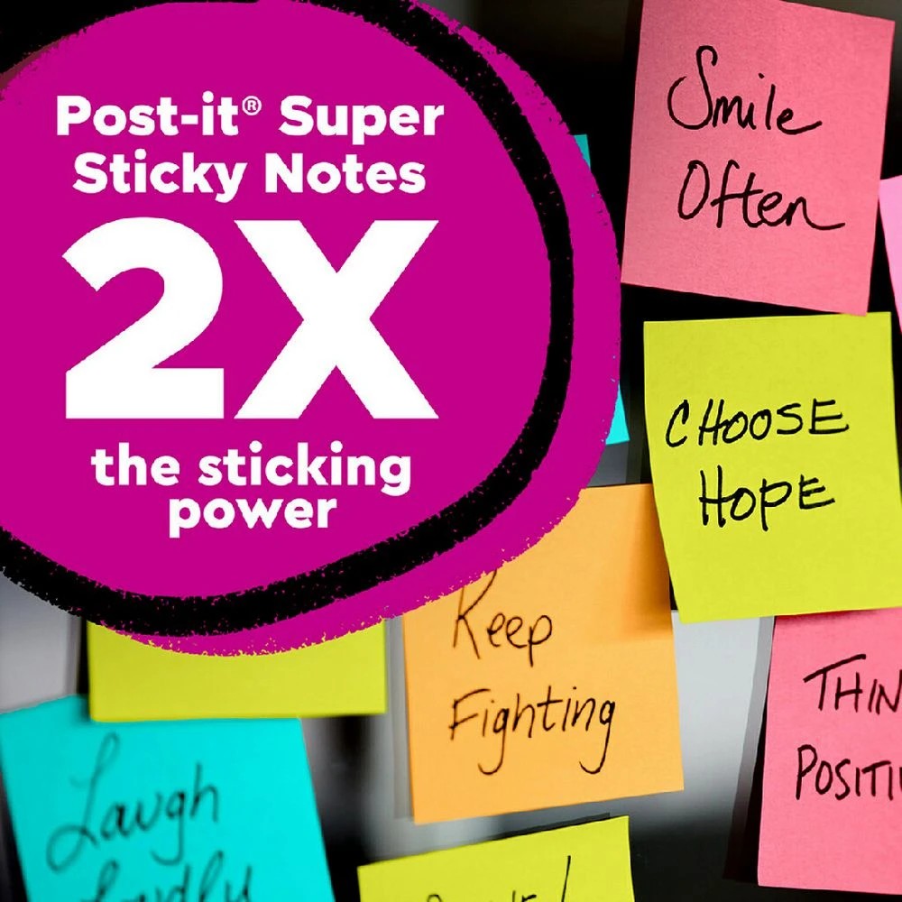 3 Post-it Super Sticky Notes Assorted Sizes SN Neons 4 Pack, 3 of 6