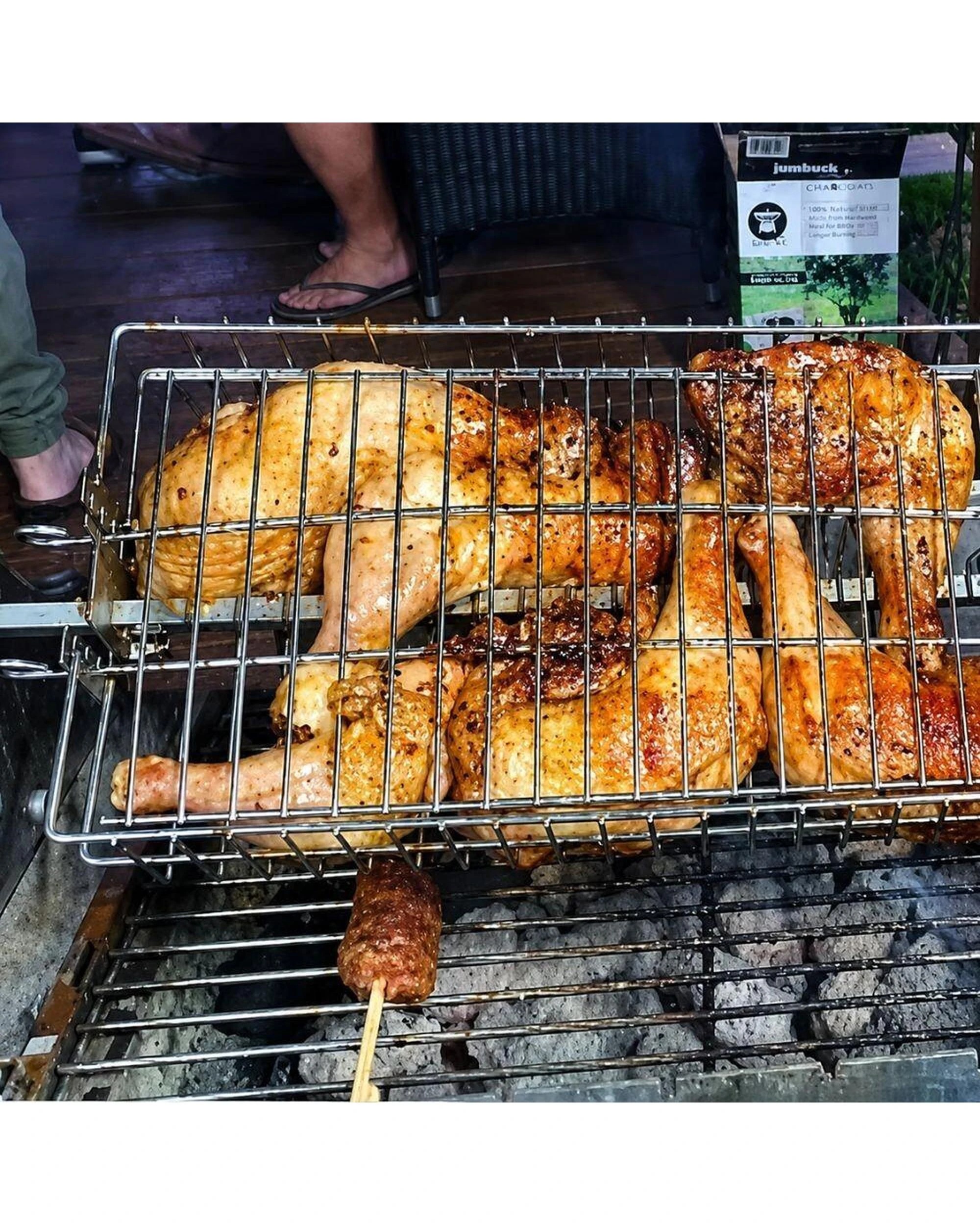 4 Auspit Stainless Steel Spit Rotisserie Basket BBQ Cage, 4 of 10