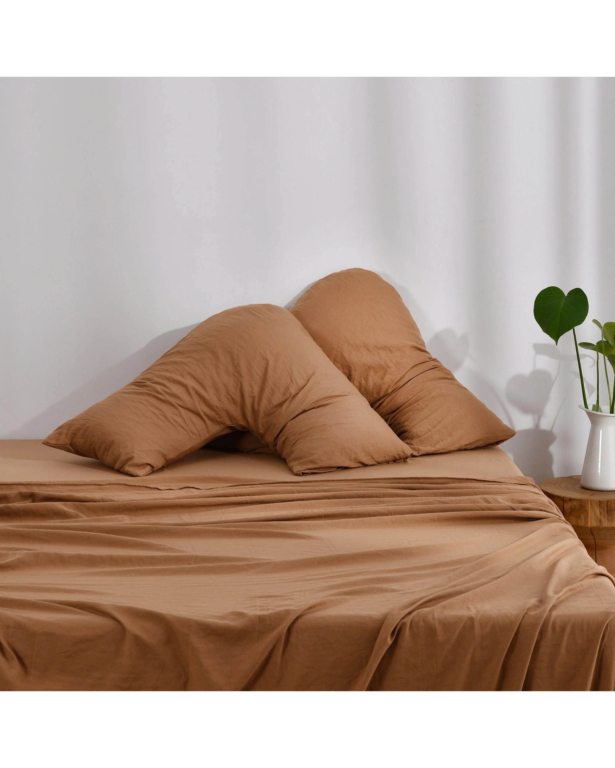 1 Dreamaker Superfine Washed Microfibre V-Shape Pillowcase Twin Pack - Rust, 1 of 5