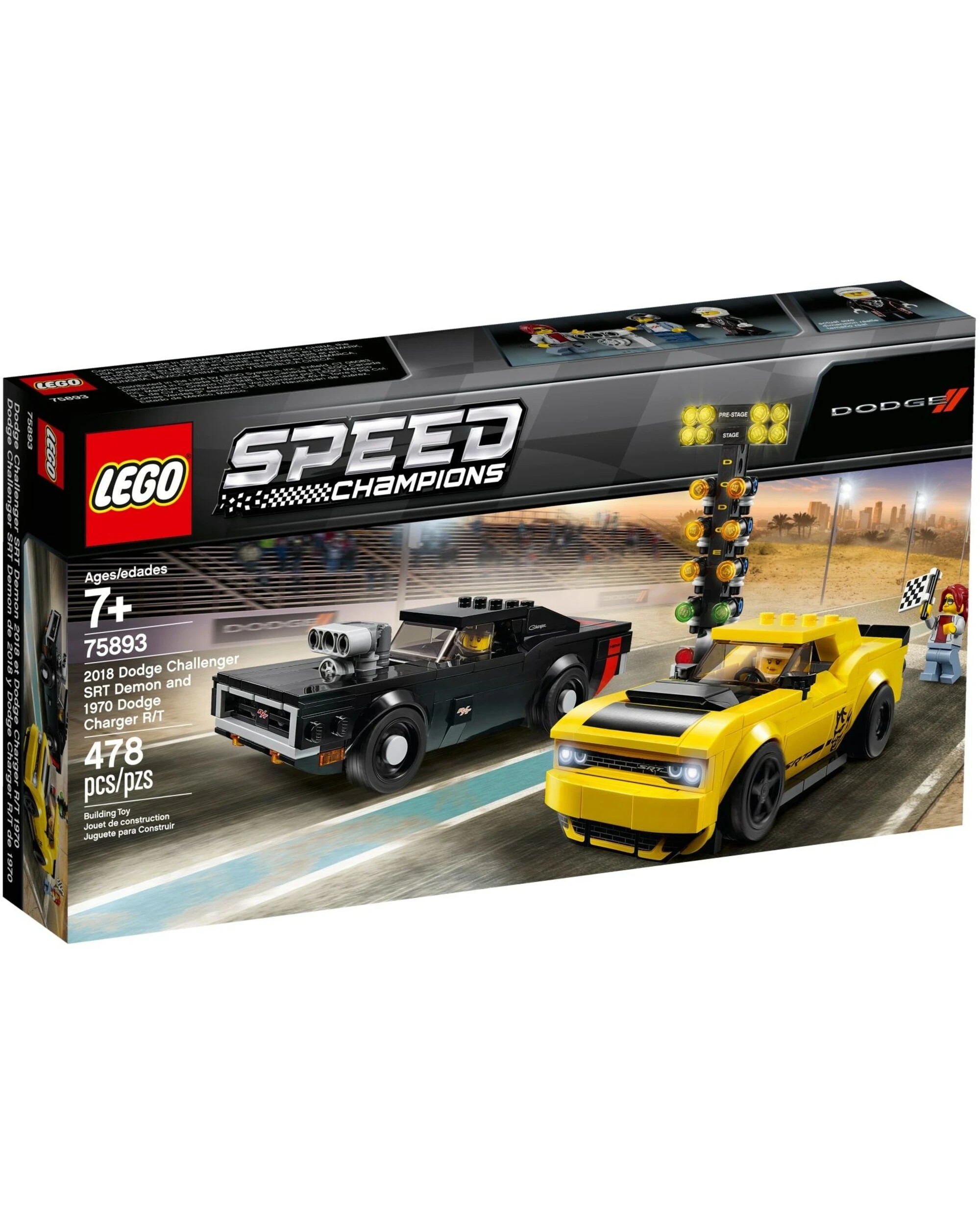 1 LEGO 75893 Speed Champions 2018 Dodge Challenger SRT Demon 1970 Dodge Charger, 1 of 4