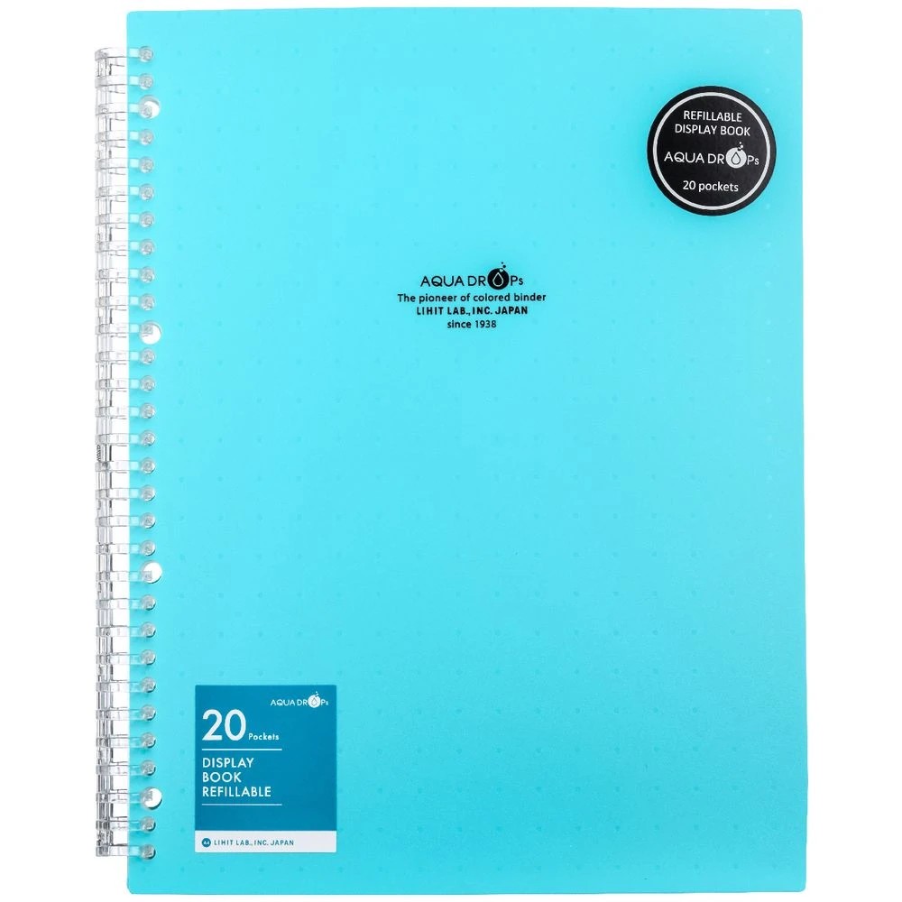 2 Aqua Drops Refillable Display Book A4 20 Pockets Vivid Teal, 2 of 4