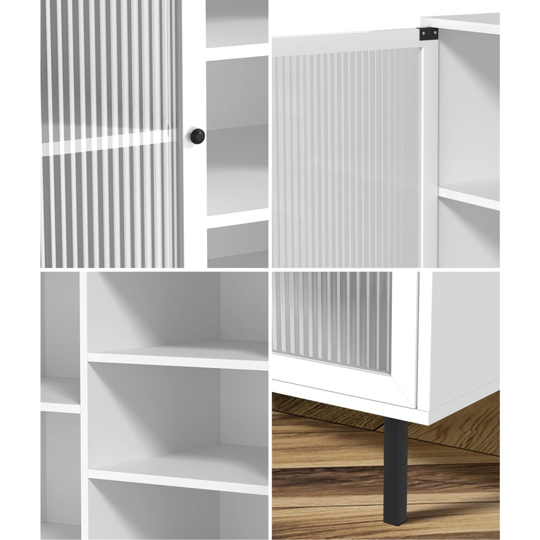 4 Oikiture Sideboard Buffet Glass Door
 - White, 4 of 10