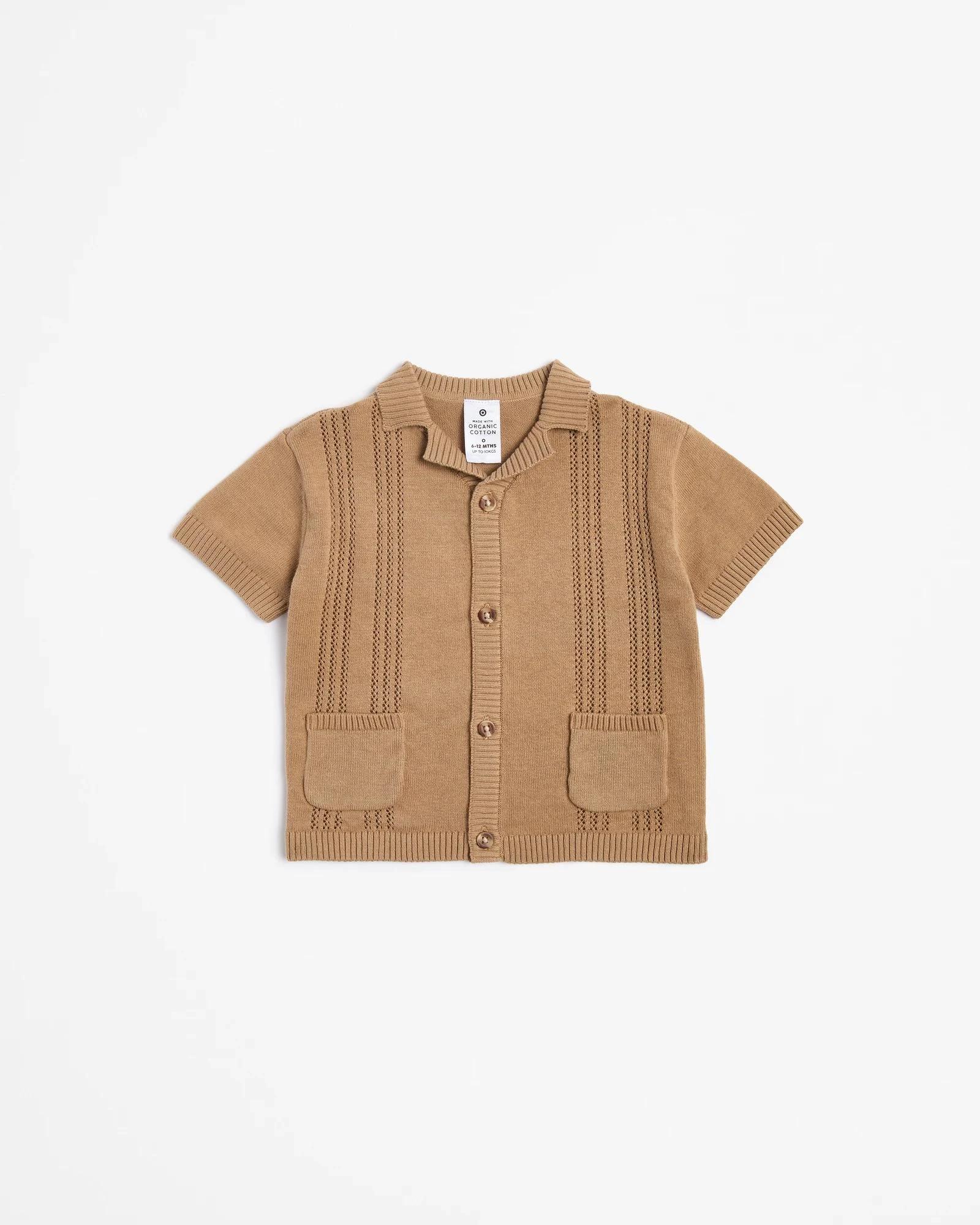 1 Target Baby Organic Cotton Pointelle Knit Shirt BROWN, 1 of 3