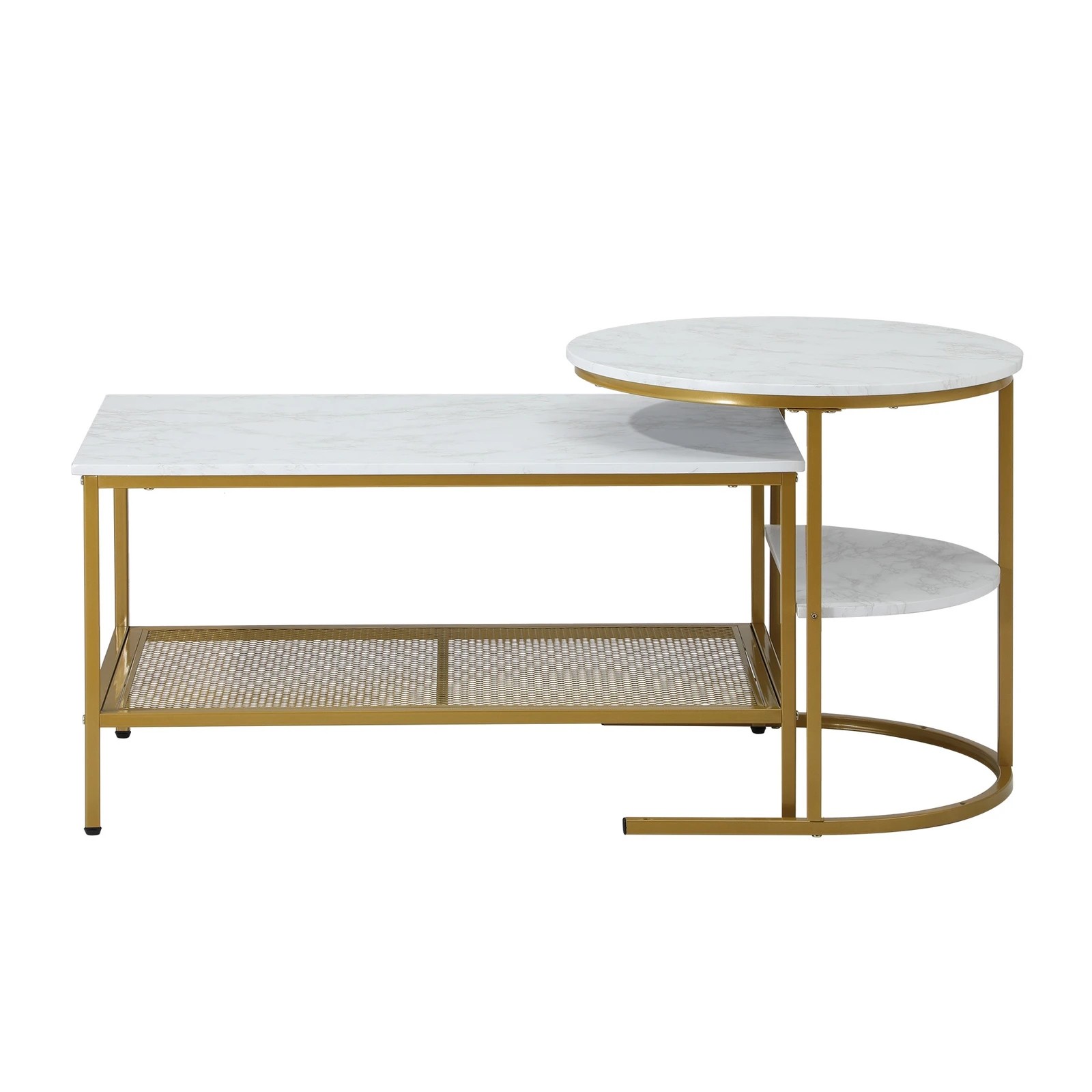 7 Oikiture Nesting Coffee Table Set Of 2 Side End Table Faux Marble Top
 - Multi, 7 of 10