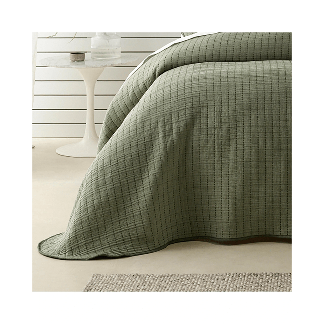 3 Bianca Bedding Bari Green Polyester/Cotton Bedspread Set — Lightweight 200gsm Fill - Green, 3 of 5