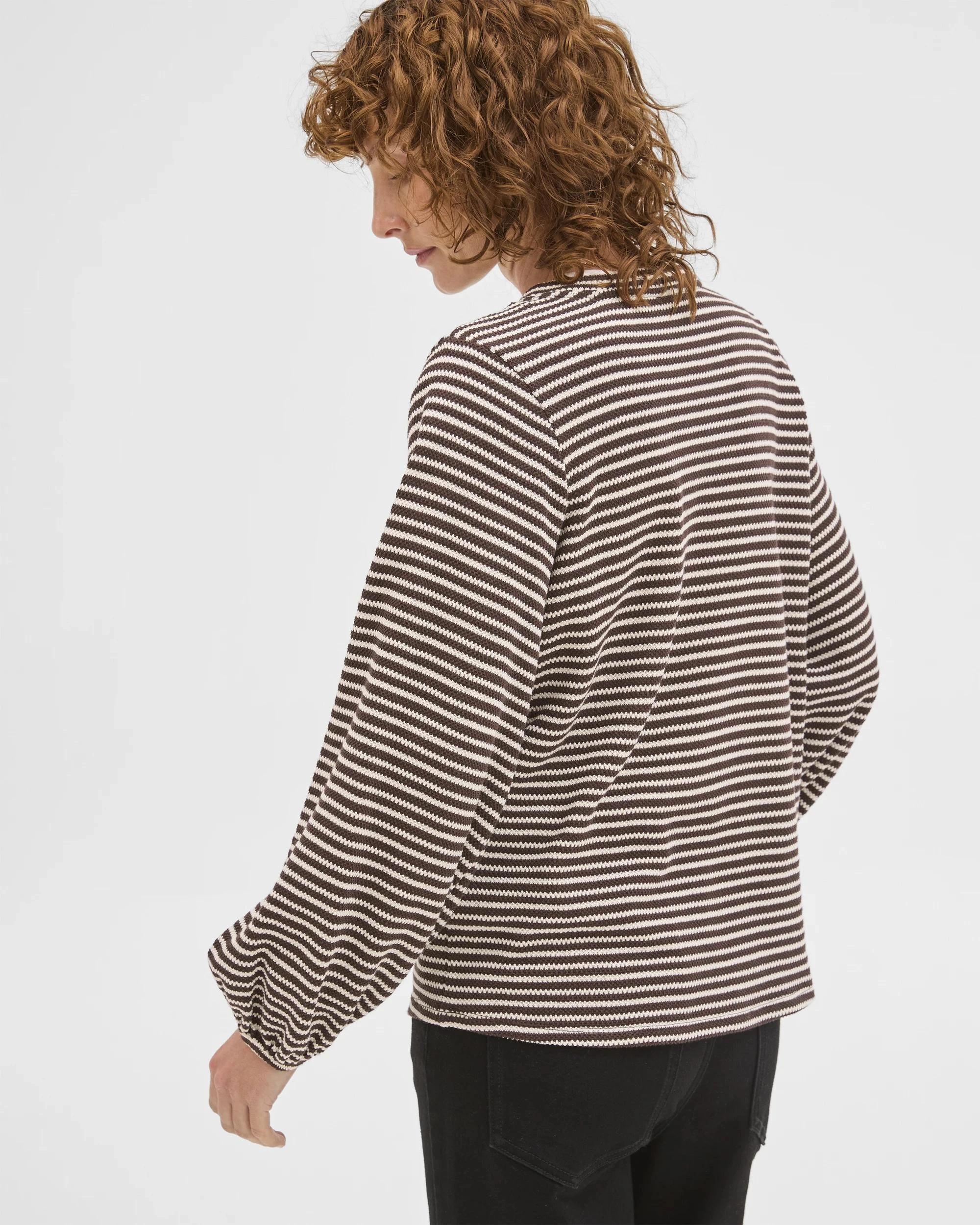 6 Target Woman Australian Cotton Long Sleeve Textured Top BRUNETTE/CLOUD DANCER STRIPE, 6 of 6