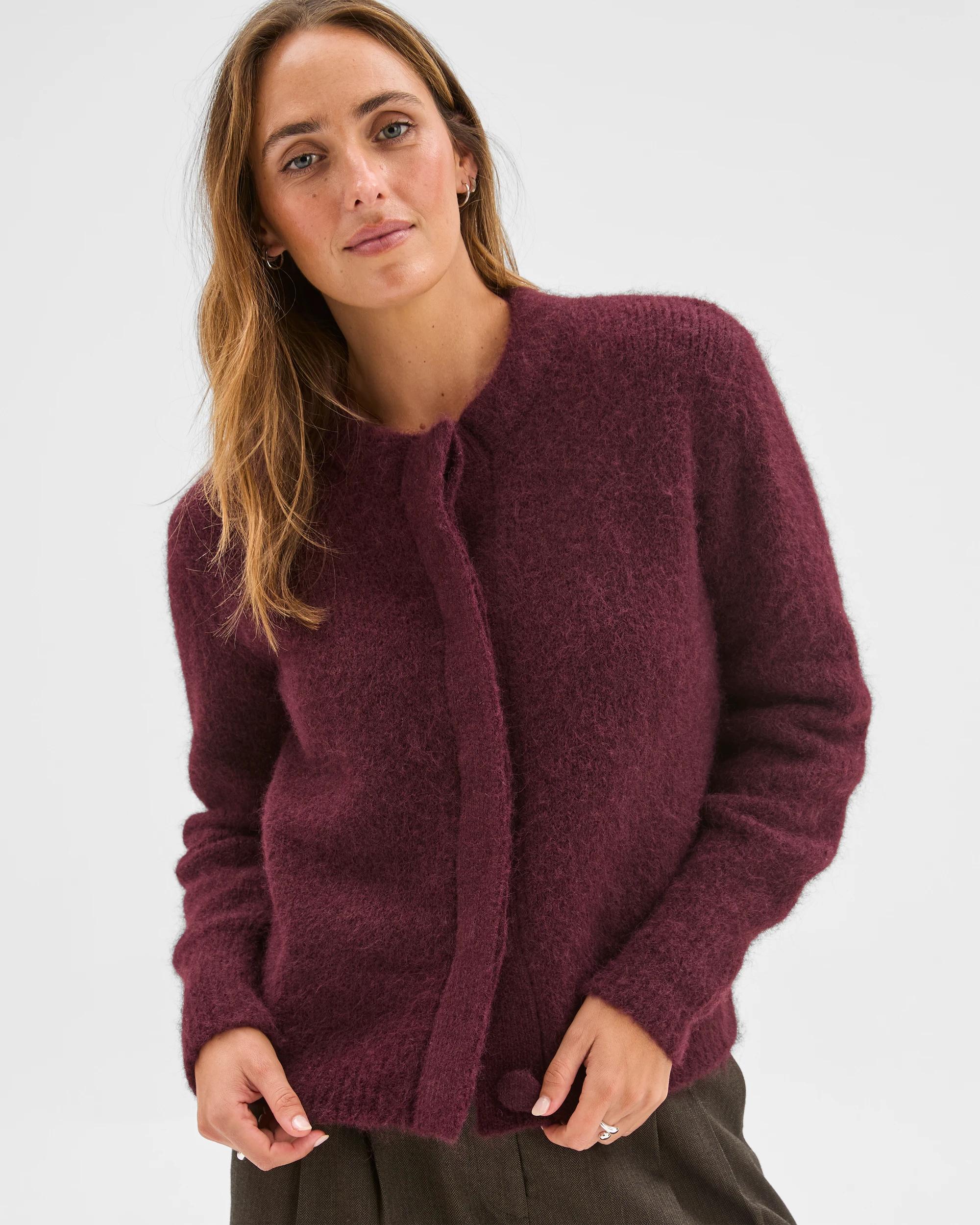 3 Preview Long Sleeve Plush Cardigan PINOT, 3 of 6