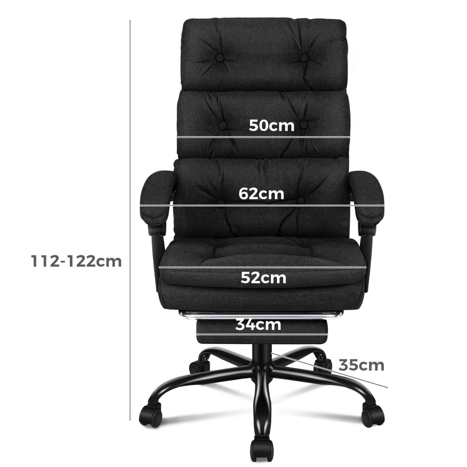 5 Alfordson Office Chair Executive Computer Fabric Seat Recliner Gaming - Black, 5 of 10