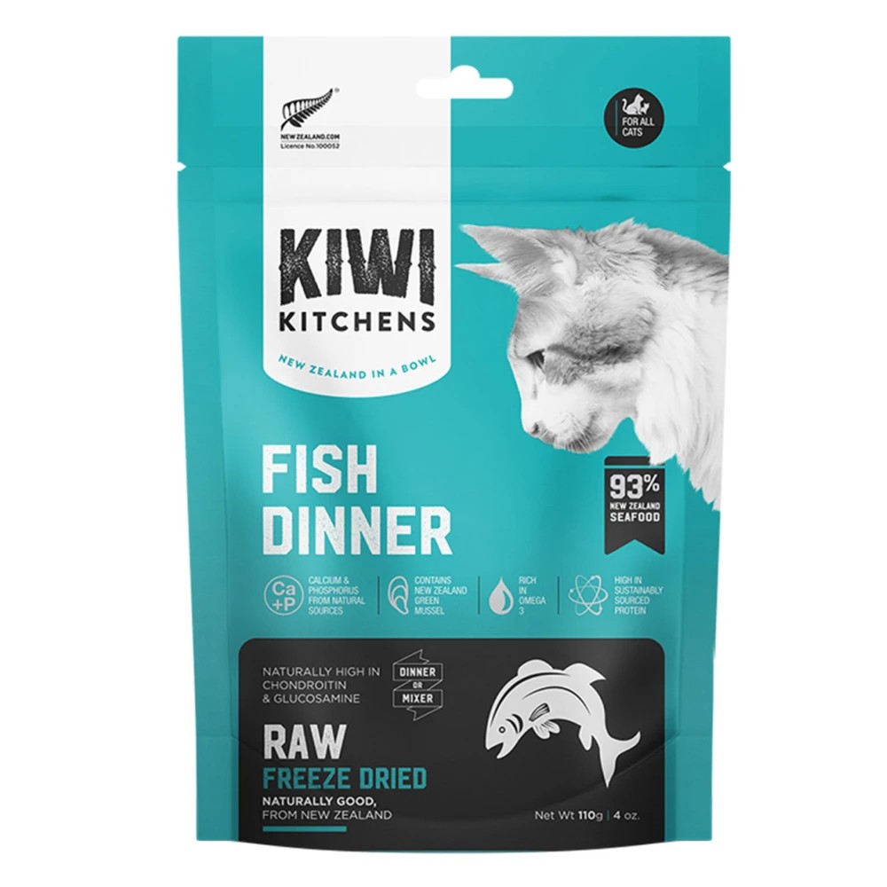 1 Kiwi Kitchens Raw Freeze Dried Fish Dinner Dry Cat Food 110 Gm, 1 of 1