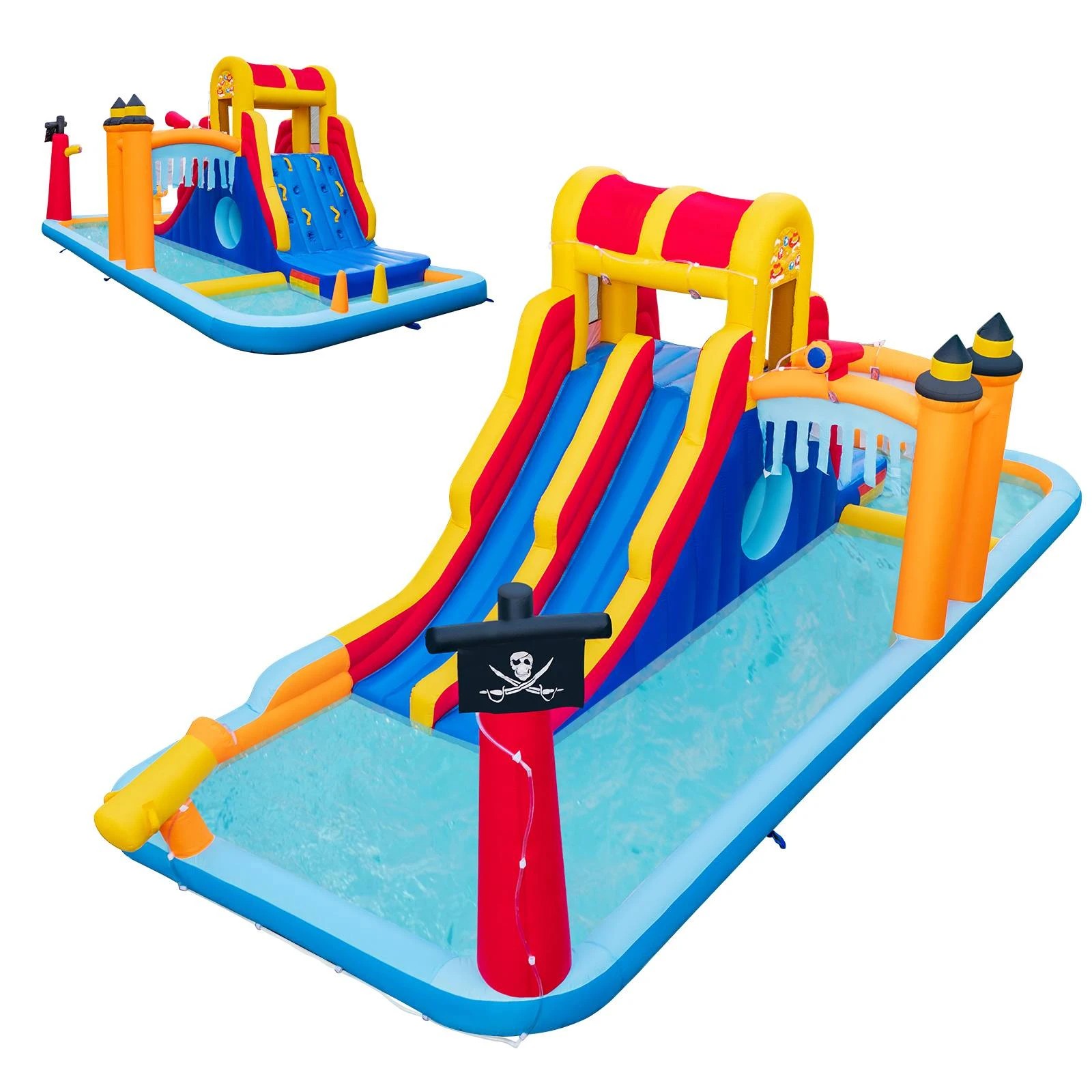 1 Costway 6 in 1 Jumping Castle Water Park w/Dual Slides NO Blower, 1 of 1