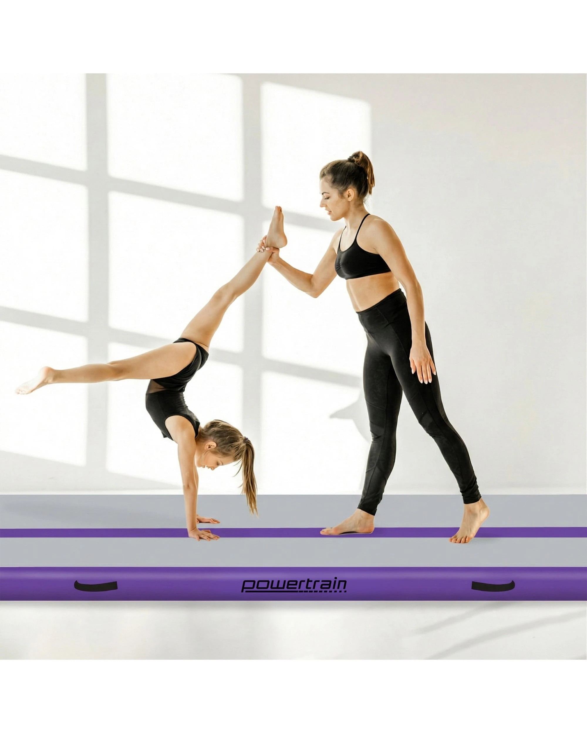 2 Powertrain 5M 20cm Air Track Gymnastics Tumbling Airtrack Exercise Yoga Mat Balance Beam Inflatable - Purple, 2 of 5
