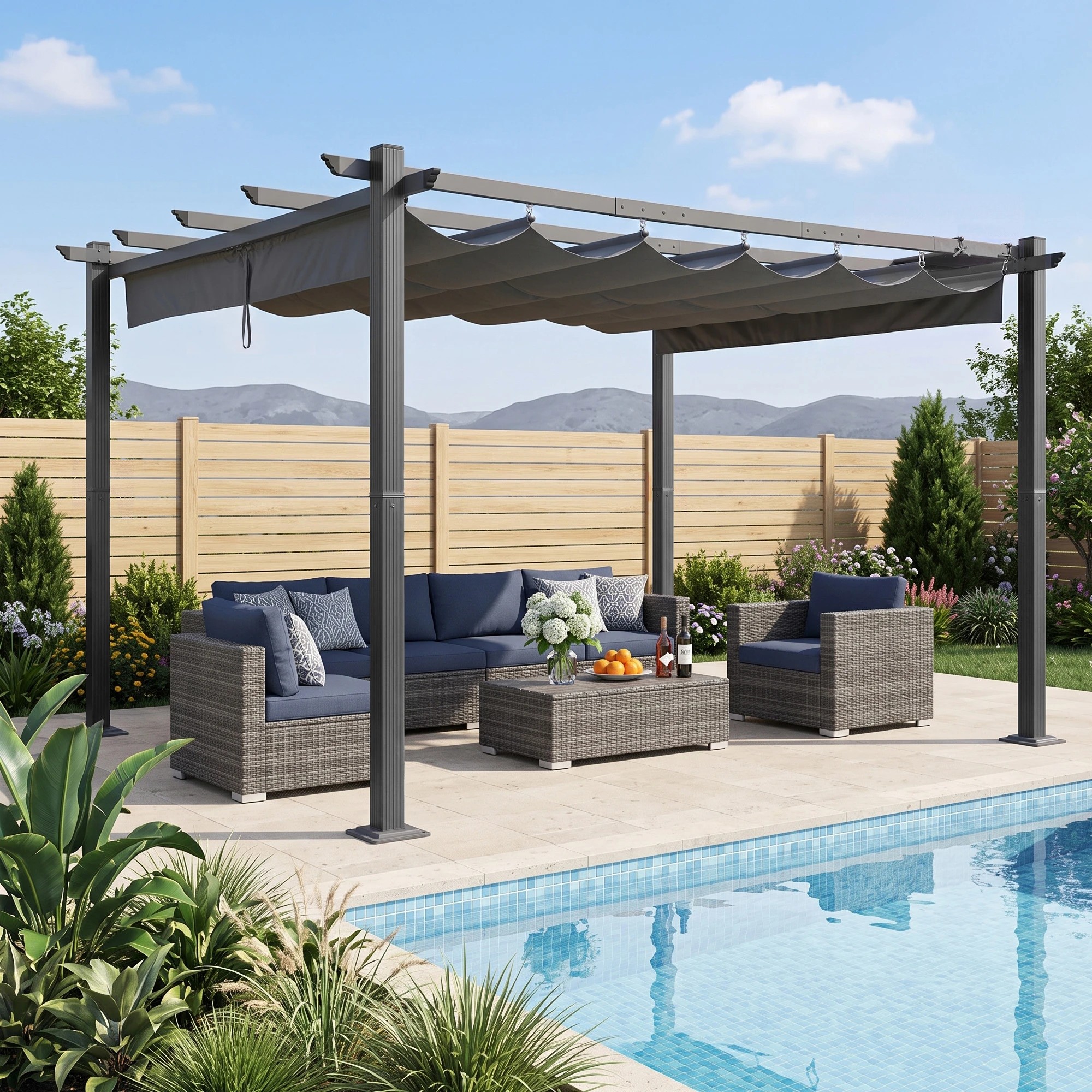 8 Instahut Gazebo Outdoor Garden Pergola Aluminium Frame Adjustable Canopy 3x4m - Grey, 8 of 10