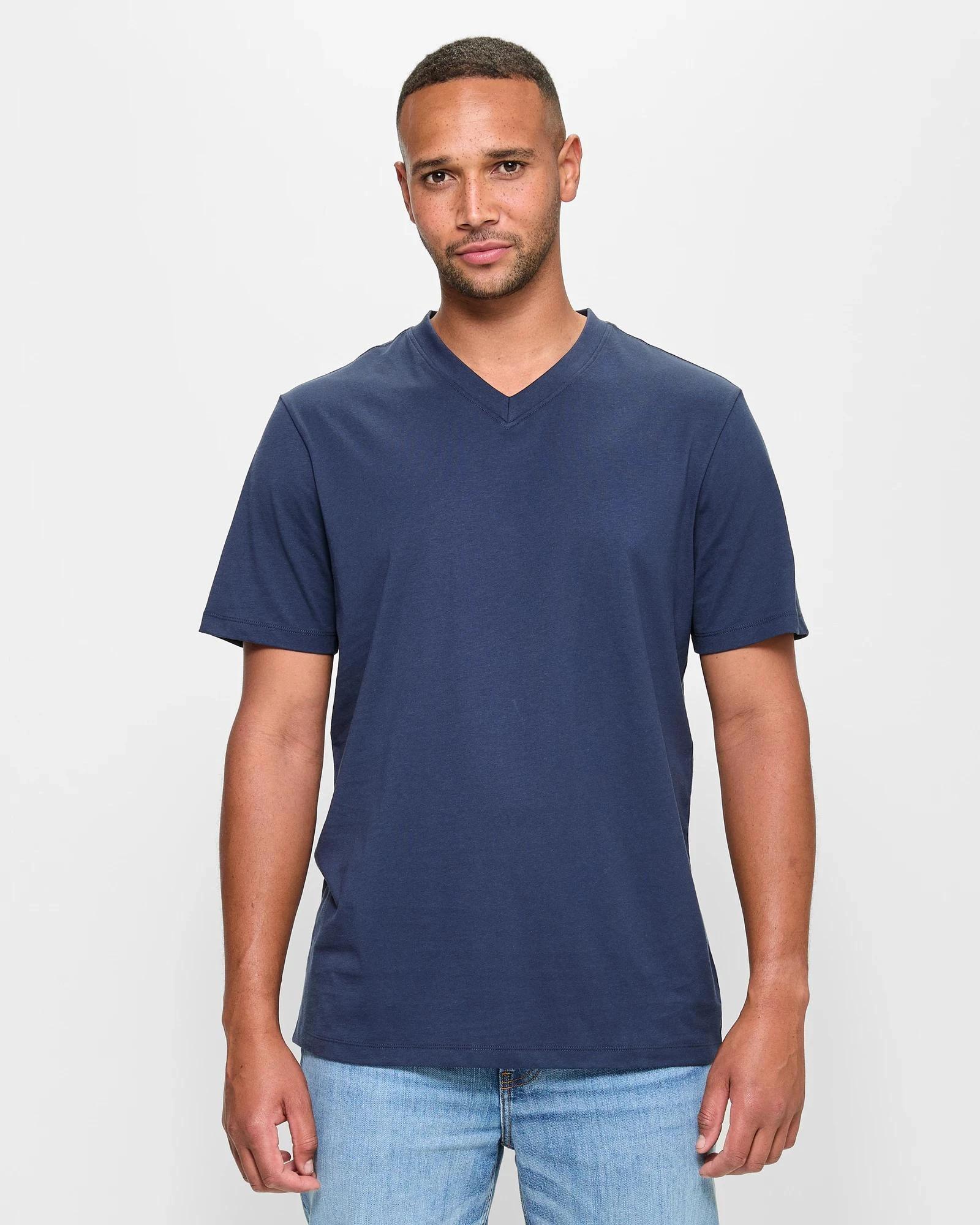 1 Target Australian Cotton V-Neck T-Shirt NAVY BLUE, 1 of 5