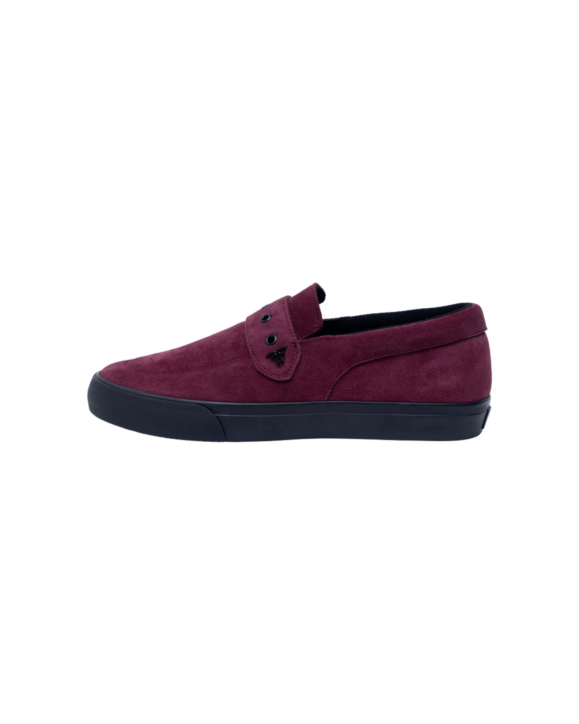 1 Fallen Footwear Melrose Mens Slip On Loafers Suede Timeless Style Versatility Casual Shoe BURGUNDY/BLACK, 1 of 5