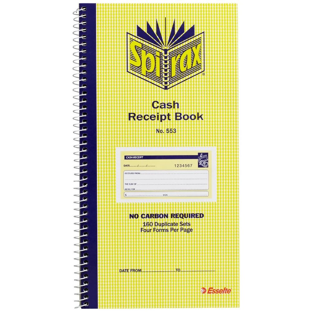 1 Spirax No. 553 Carbonless Cash Receipt Book, 1 of 2