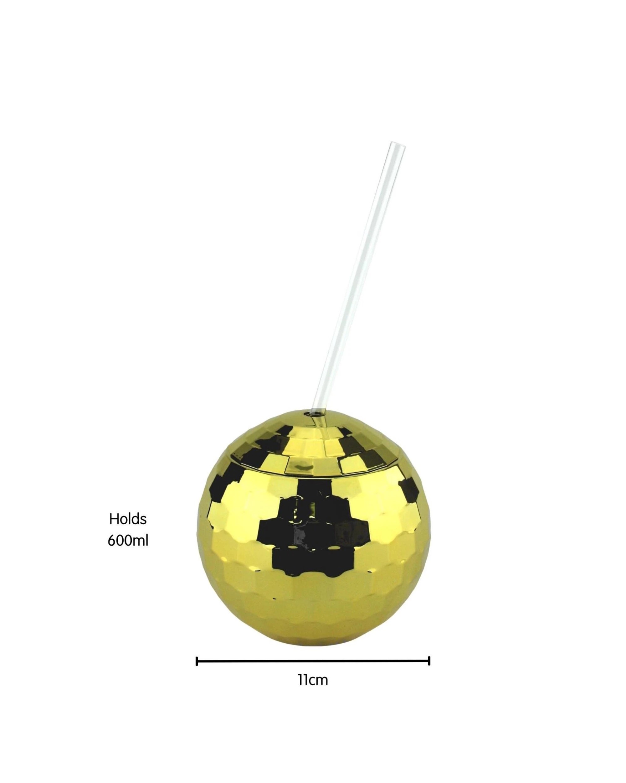 3 Party Maker Disco Ball Novelty Cup with Straw - Gold, 3 of 3