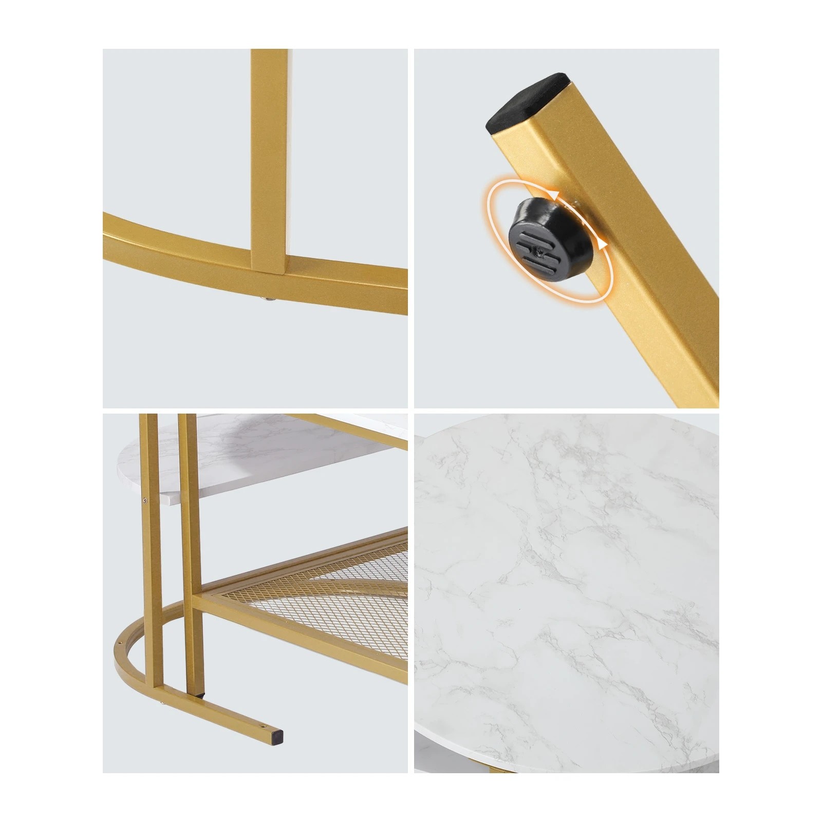 4 Oikiture Nesting Coffee Table Set Of 2 Side End Table Faux Marble Top
 - Multi, 4 of 10