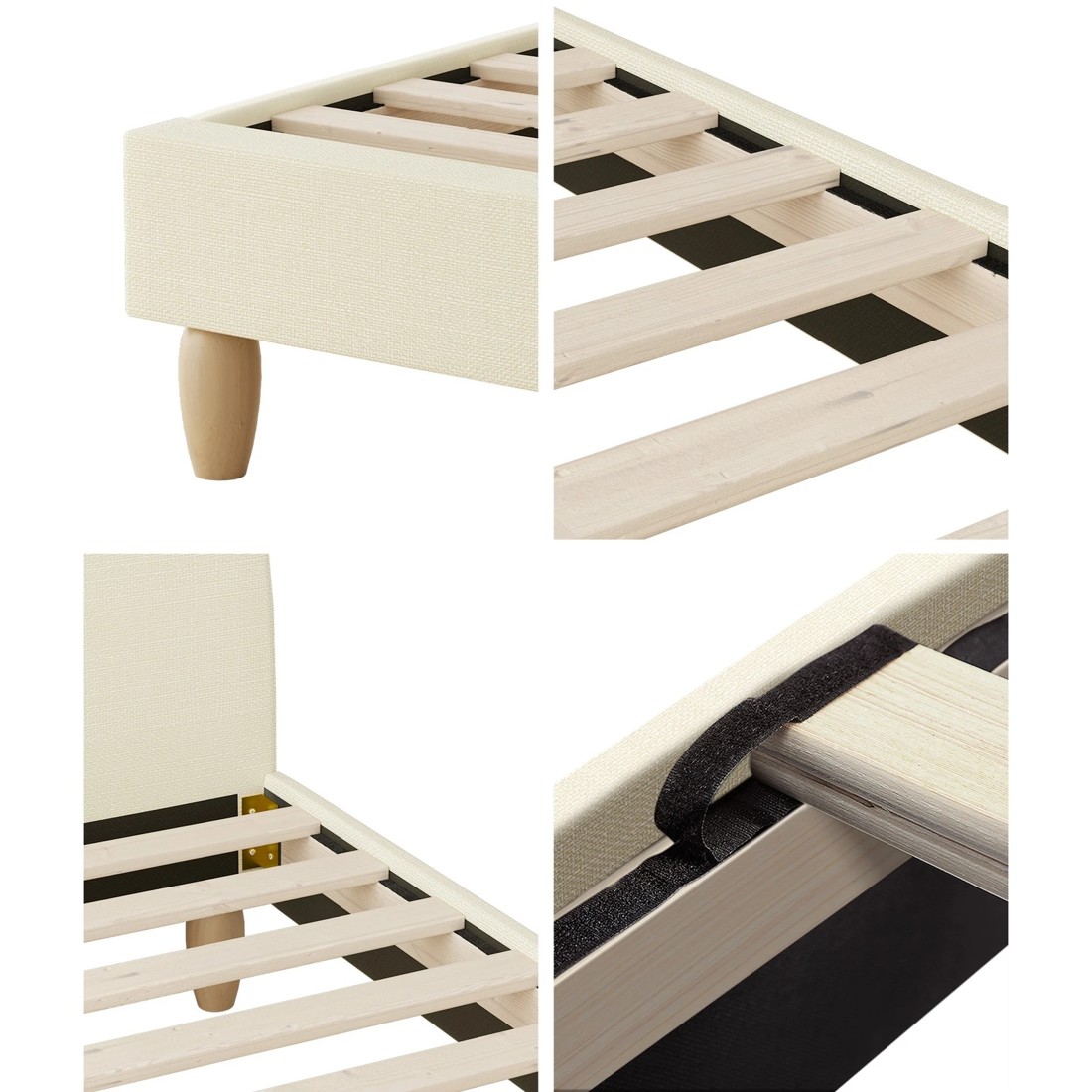 4 Oikiture Double Bed Frame Arched Beds Platform
 - Beige, 4 of 10