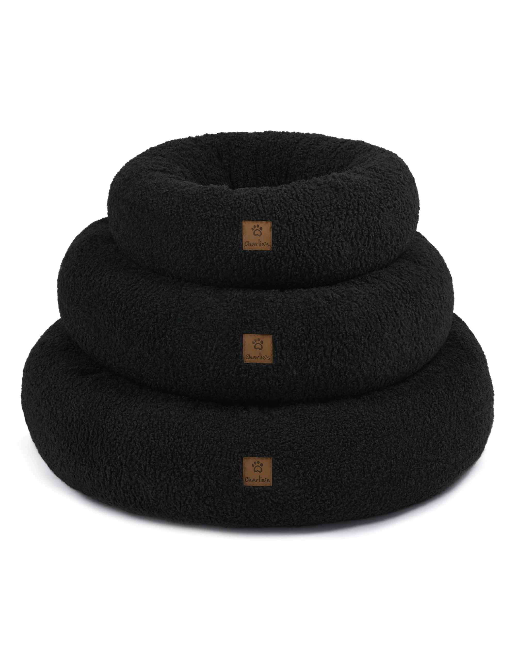 6 Charlie's Teddy Fleece Round Calming Dog Bed Medium - Charcoal, 6 of 6