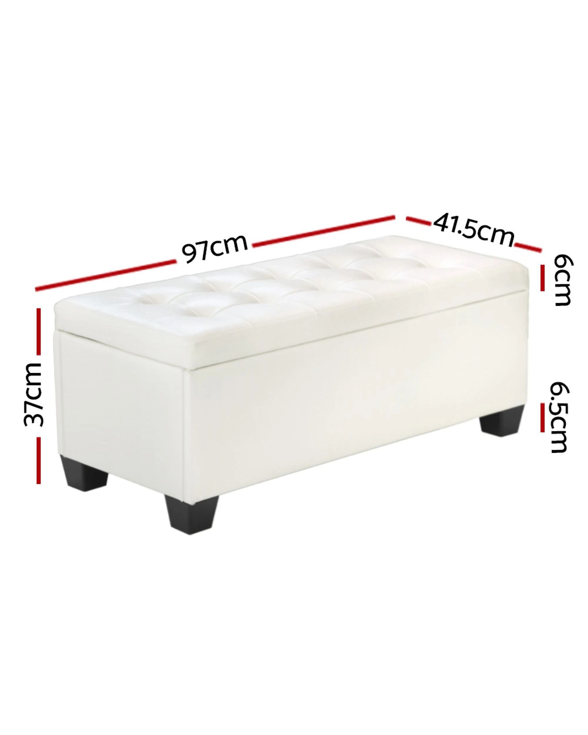 2 Artiss Storage Ottoman Blanket Box 97cm Leather - White, 2 of 10