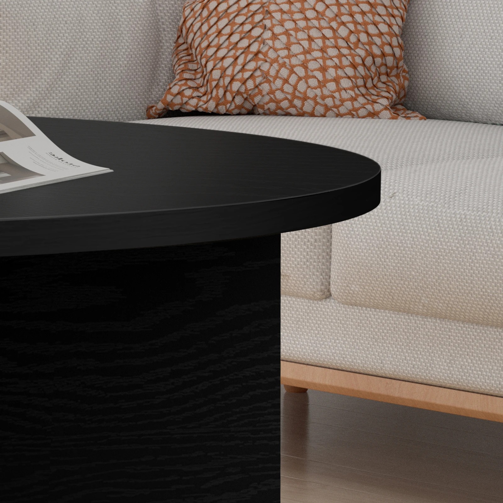 7 Alfordson Coffee Table Modern Round Table X-shape Wooden Legs Living Room - Oak, 7 of 10