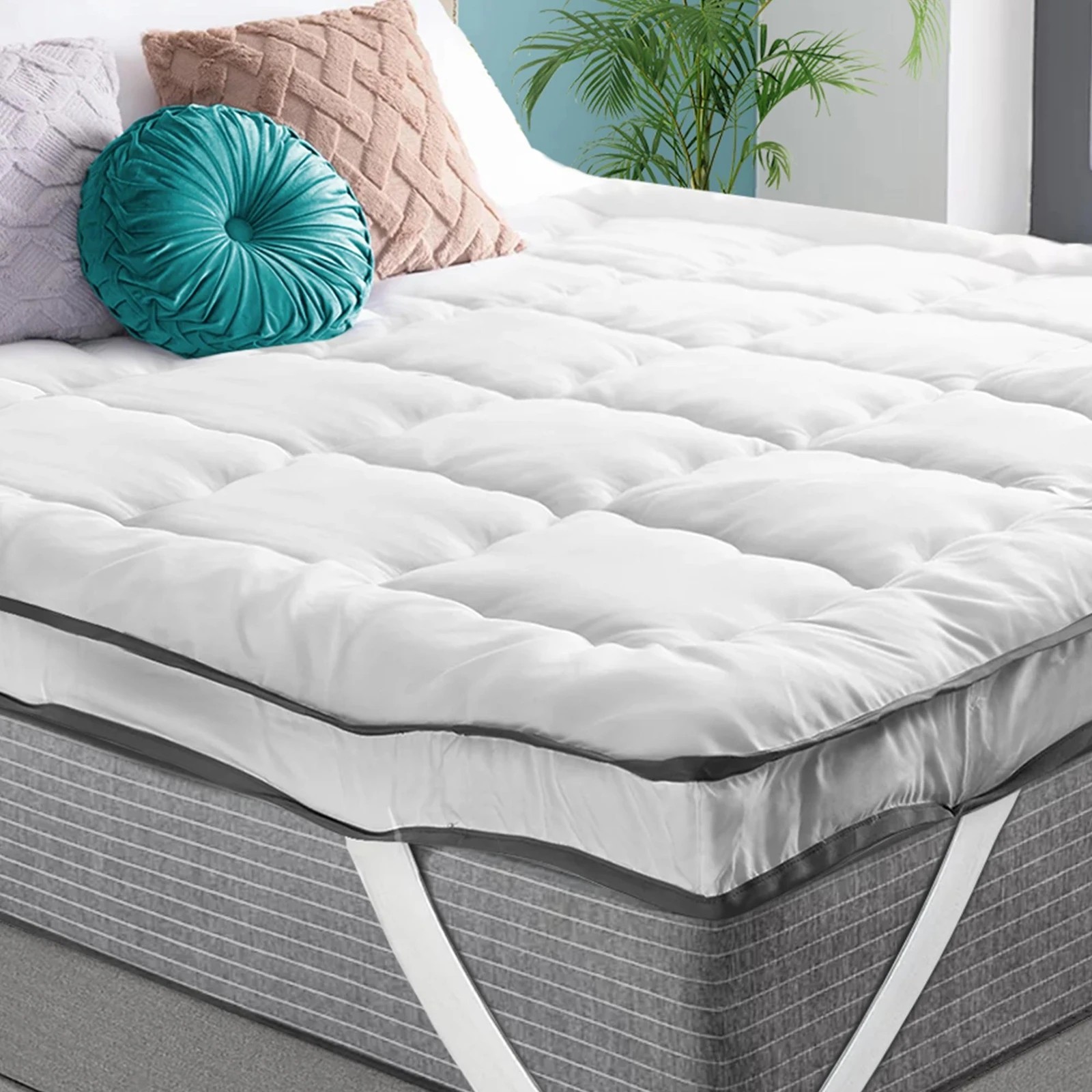 2 Starry Eucalypt Mattress Topper Pillowtop Luxury Bedding Mat Cover 9cm - Queen Bed, 2 of 6