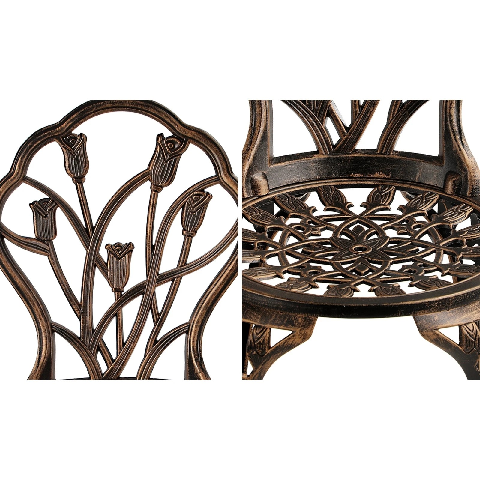 4 Livsip 3pcs Bistro Outdoor Setting Chairs Table Patio Dining Set Furniture
 - Bronze, 4 of 10