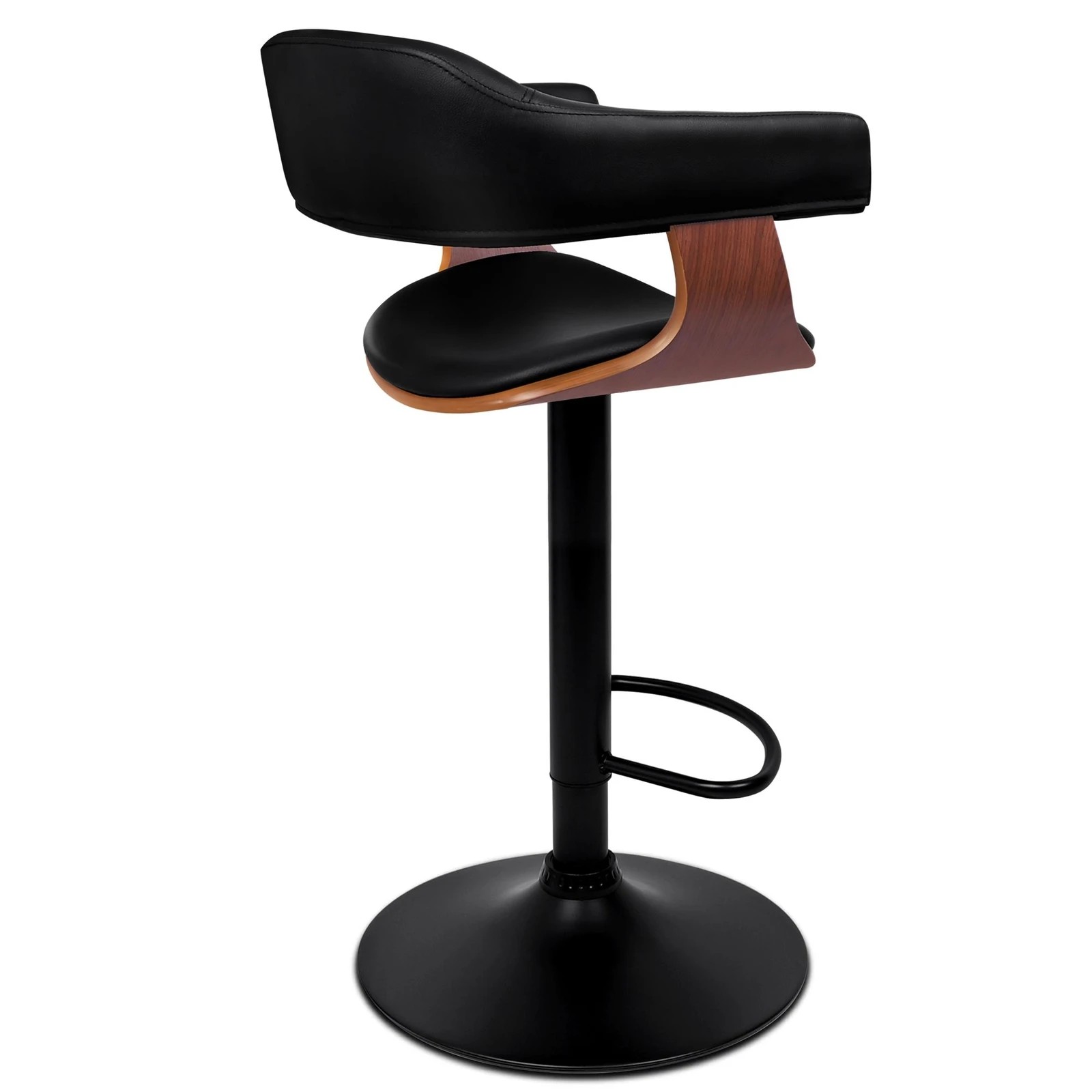 3 Alfordson 4x Bar Stool Joan Kitchen Swivel Chair Wooden Leather Gas Lift - Black, 3 of 9