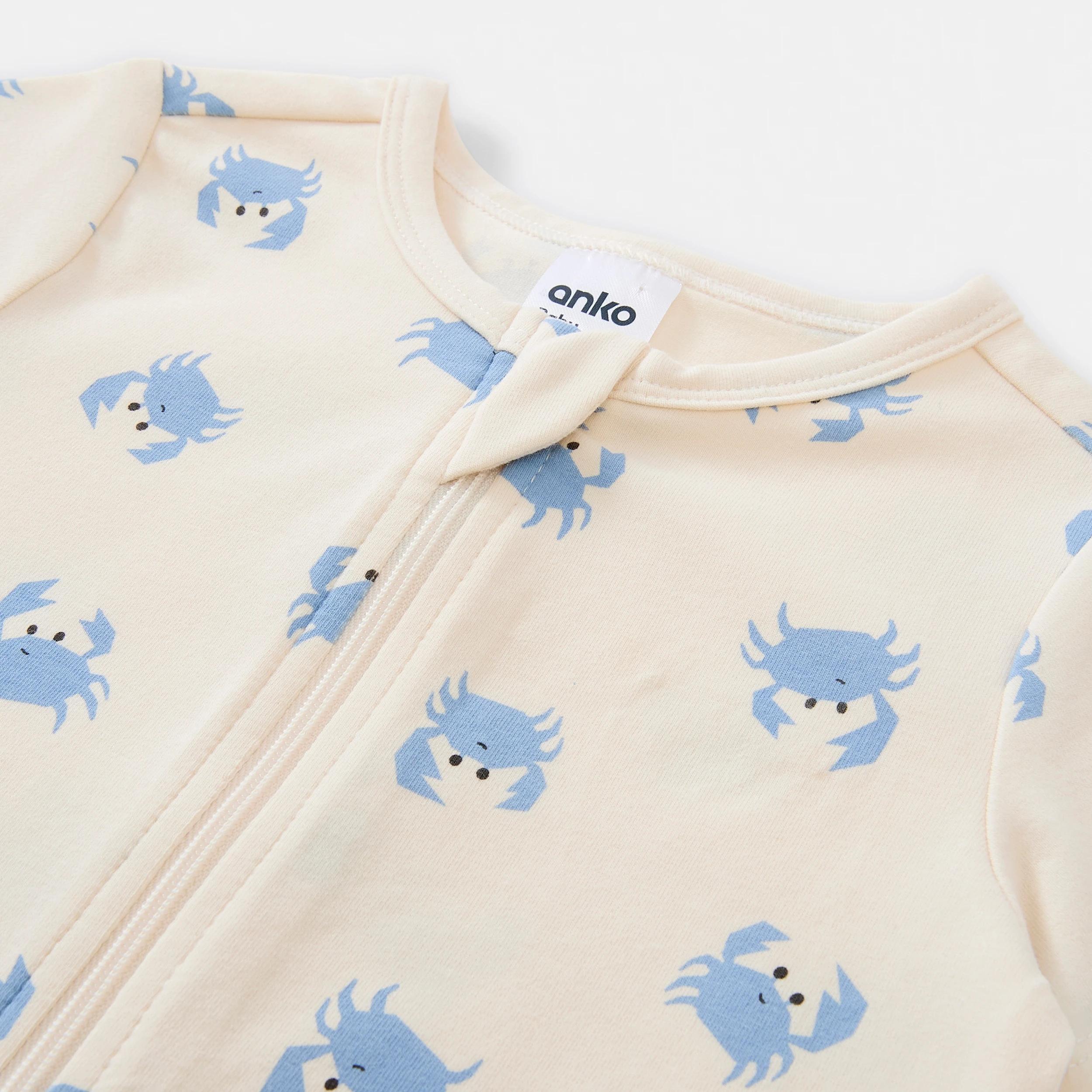 3 Short Sleeve Zip Romper Blue Crab, 3 of 4