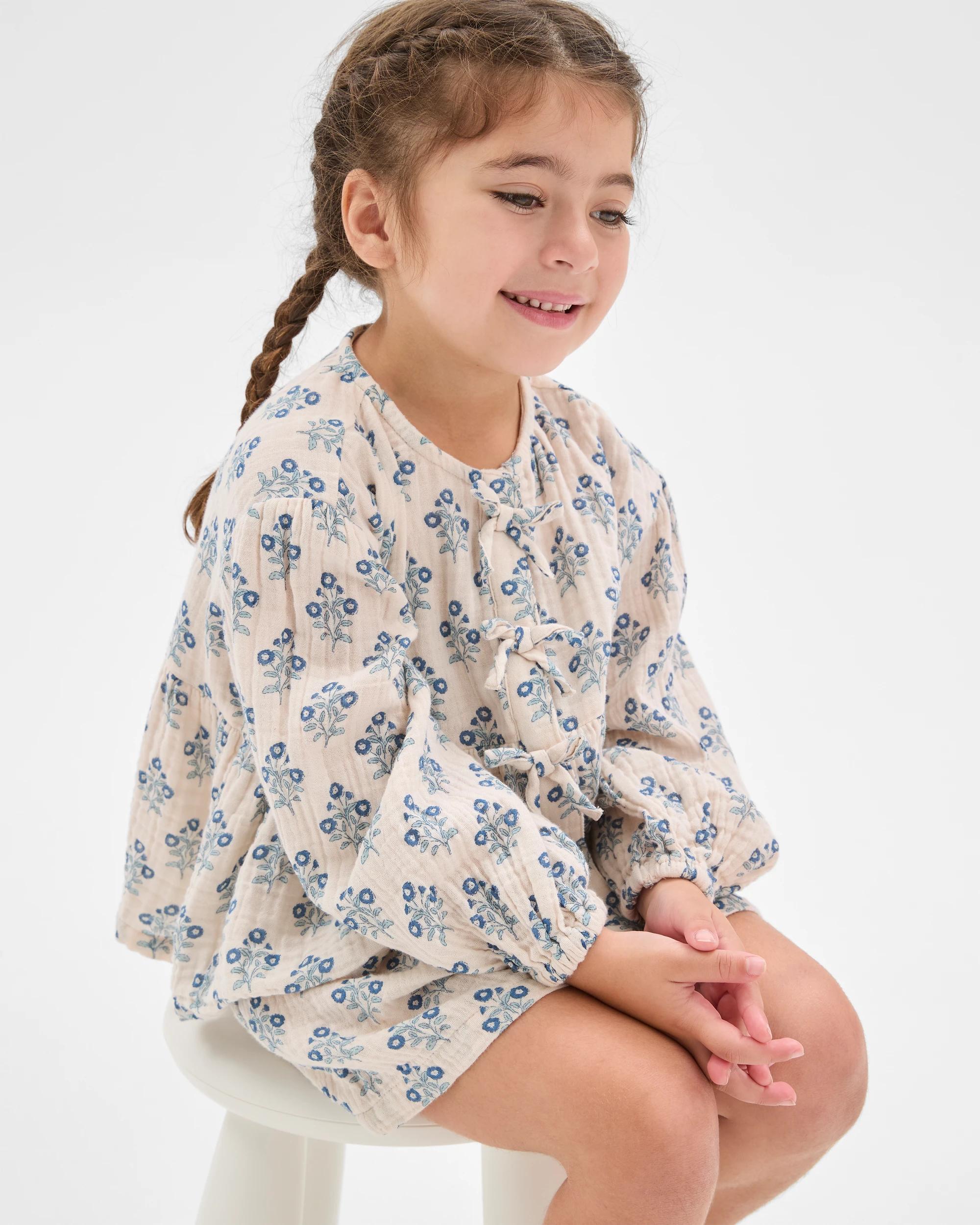 3 Target Kids Woven Top and Shorts 2 Piece Set BLUE STAMP, 3 of 7