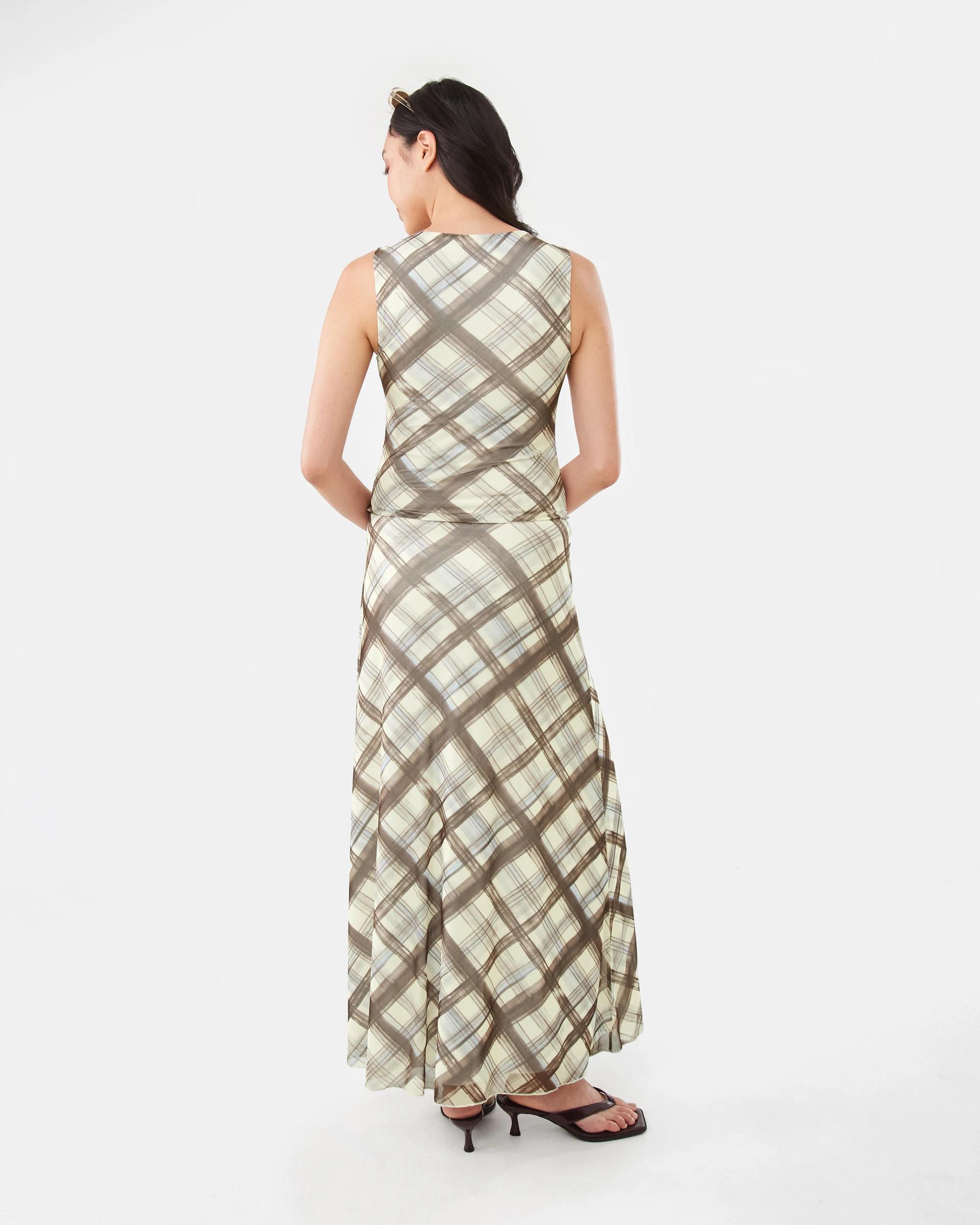 5 Check Mesh Maxi Skirt Butter Chk, 5 of 10