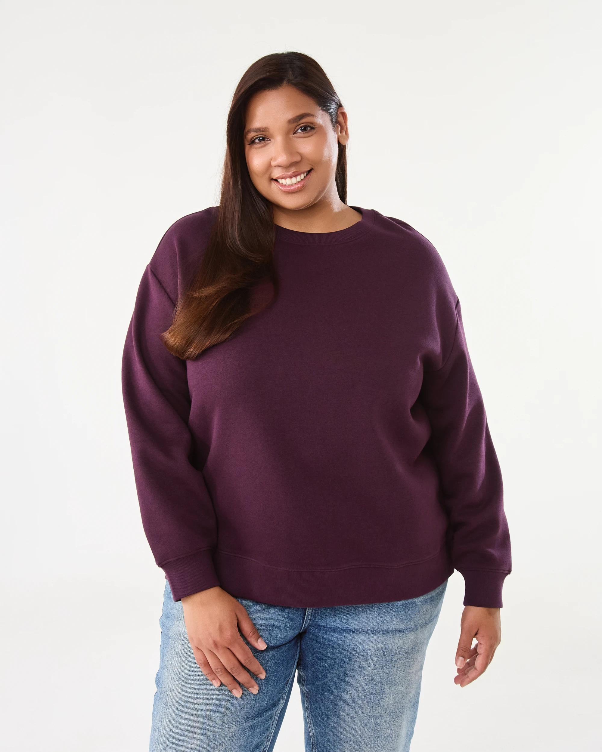 1 Curve Long Sleeve Boxy Sweatshirt Plum Jam, 1 of 7