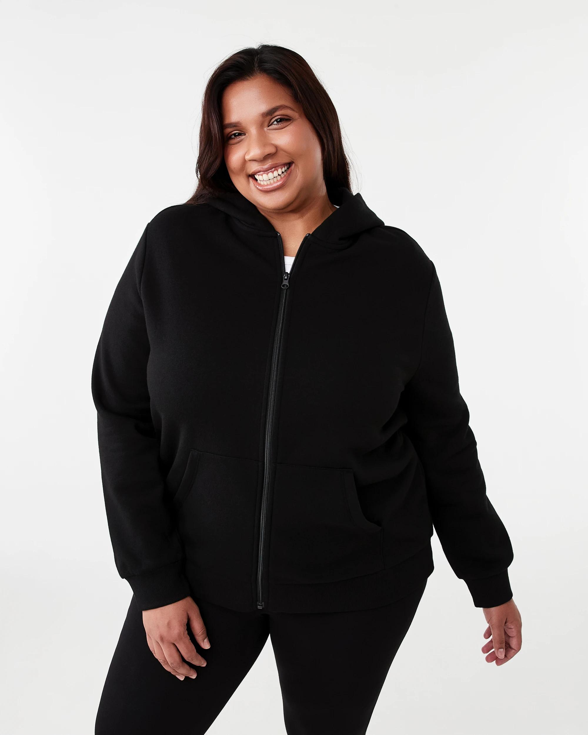 2 Curve Zip Through Hoodie Black, 2 of 6