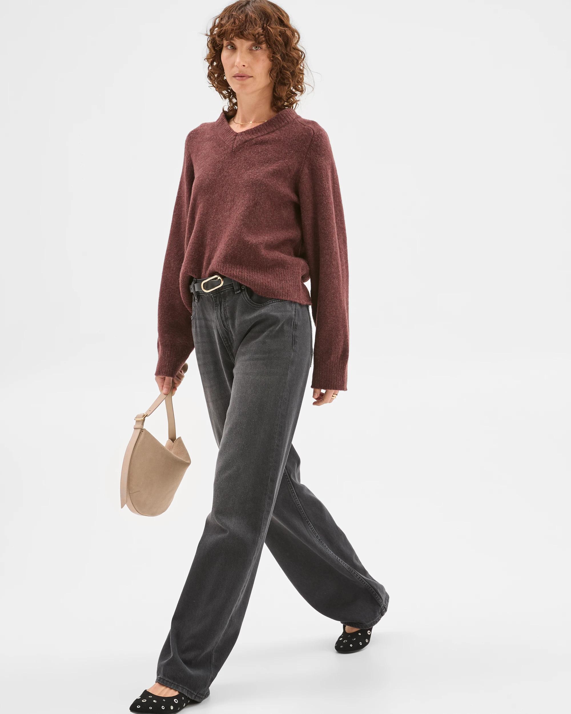 3 Target Woman Super Soft High V-Neck Jumper BURGUNDY, 3 of 6