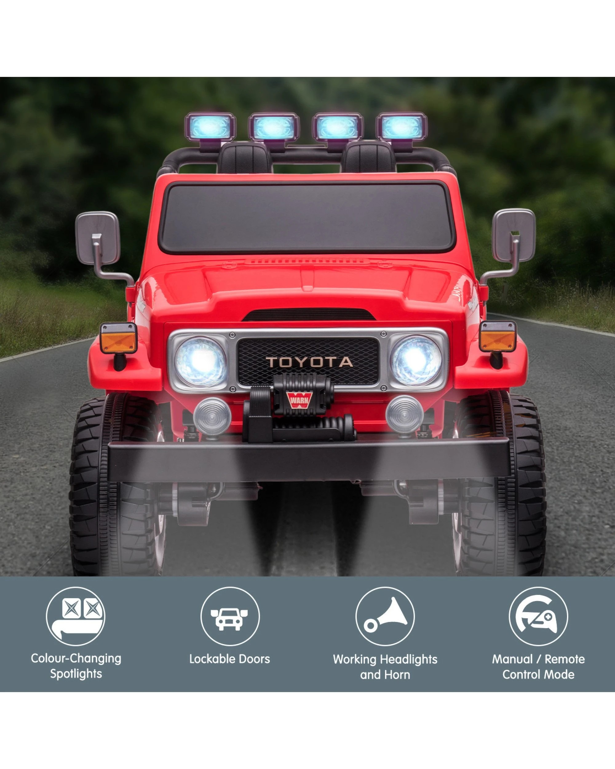 3 Kahuna Licensed Toyota FJ-40 Electric 2-Seat Kids Ride On Car by Kahuna - Red, 3 of 7