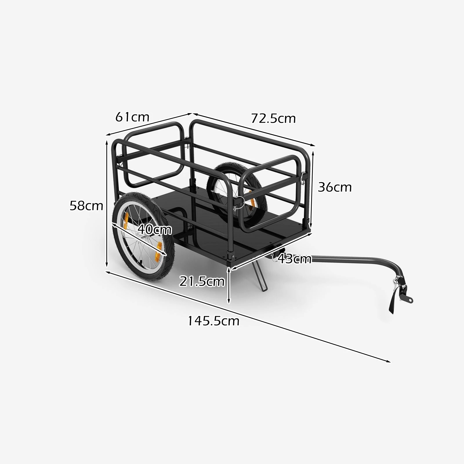 3 Costway Bike Cargo Trailer Bicycle Trailer w/Foldable Frame Utility Luggage Cargo Trailer, 3 of 3