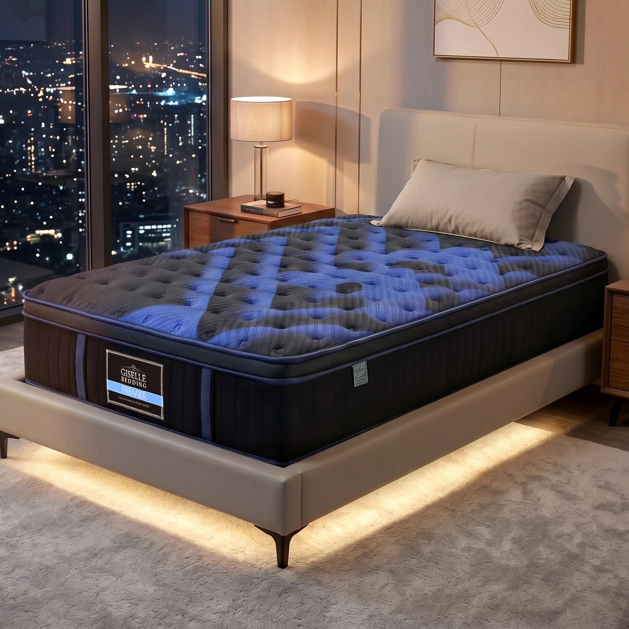 2 Giselle 34cm Hybrid Mattress with Cooling Gel Memory Foam and Edge Support - Single Bed - Blue, 2 of 9