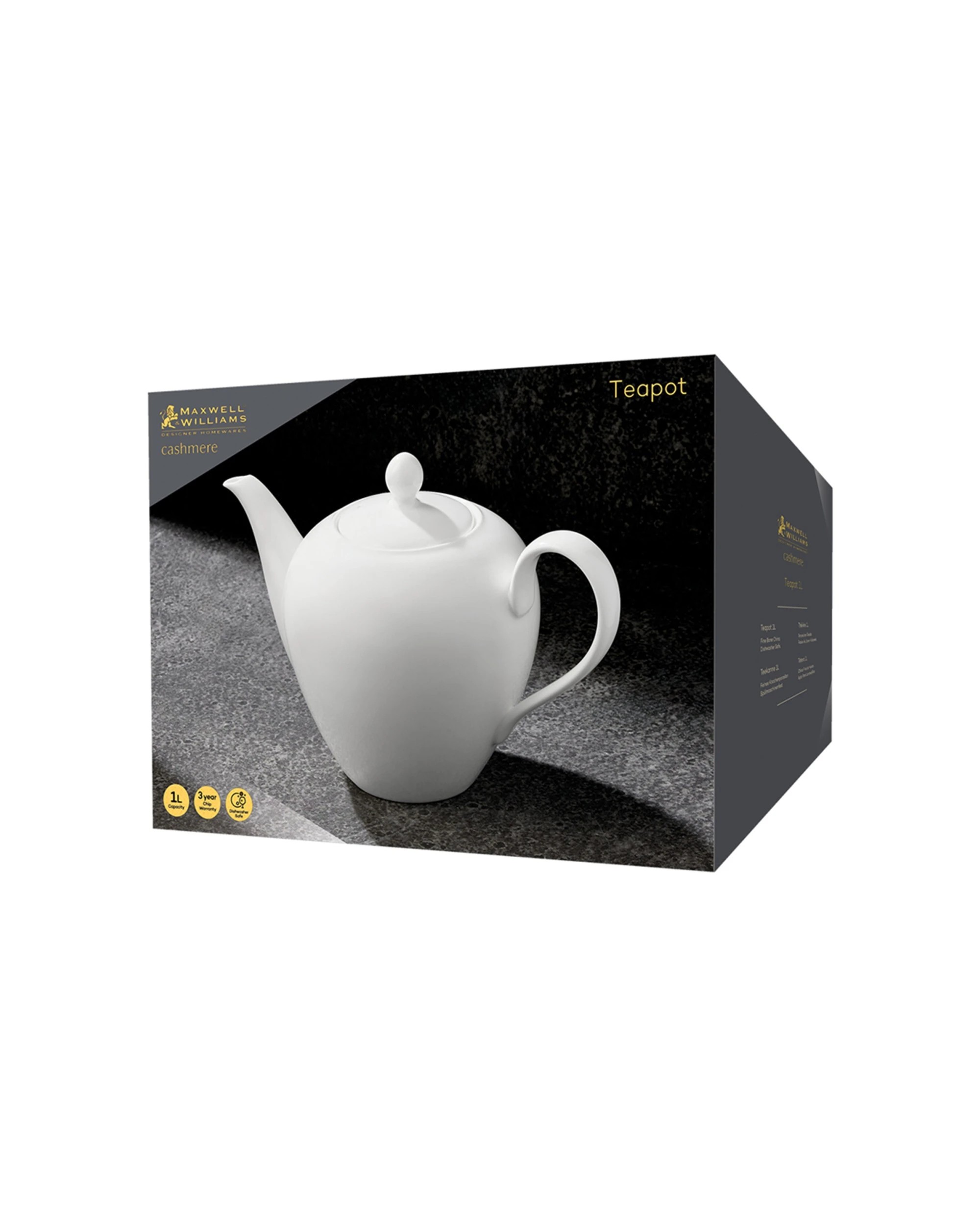 3 Maxwell & Williams Elegant Cashmere Tall Fine Bone China Teapot 1l Serveware
 - Multi, 3 of 5